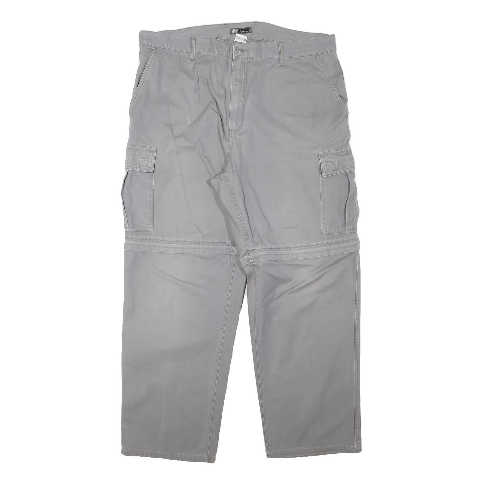 LETS GO Mens Cotton Blend Grey Relaxed Cargo Trousers W38 L30 Casual Workwear Refurbished - N/A refurbished available on Cerqular