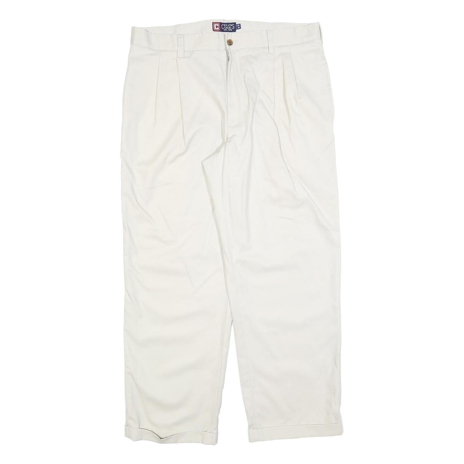 CHAPS Mens White Regular Fit Straight Leg Cotton Blend Trousers W36 L32 Casual Refurbished - N/A refurbished available on Cerqular