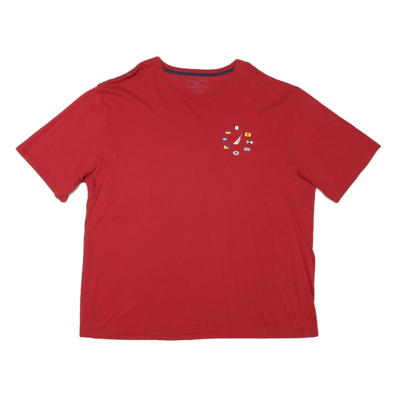 NAUTICA Mens Red Graphic T-Shirt 2XL Short Sleeve Crew Neck Cotton Blend Casual Refurbished - N/A refurbished available on Cerqular