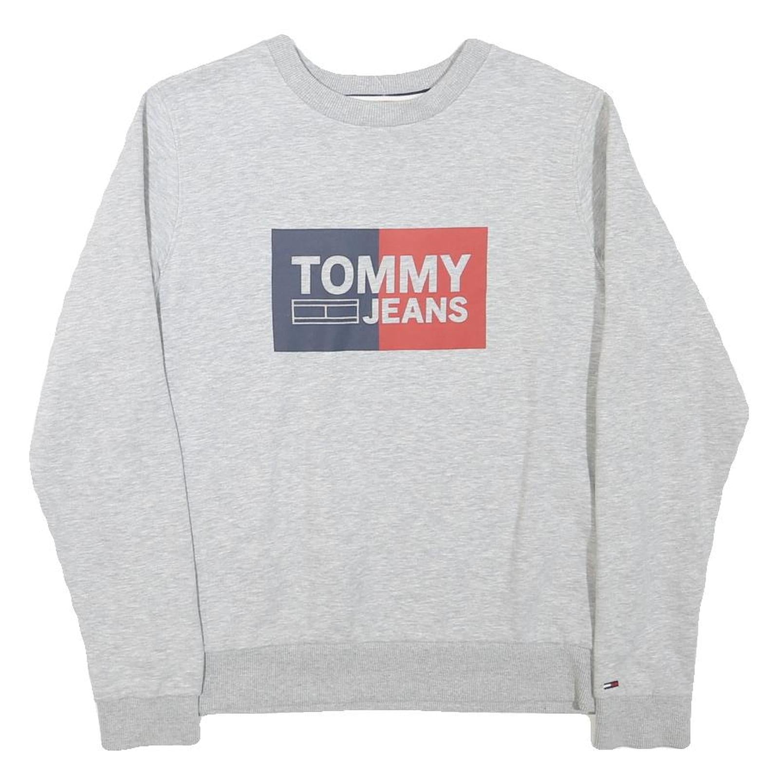 TOMMY HILFIGER Mens Grey Tommy Jeans Crew Neck M Sweatshirt Cotton Blend Logo Refurbished - N/A refurbished available on Cerqular