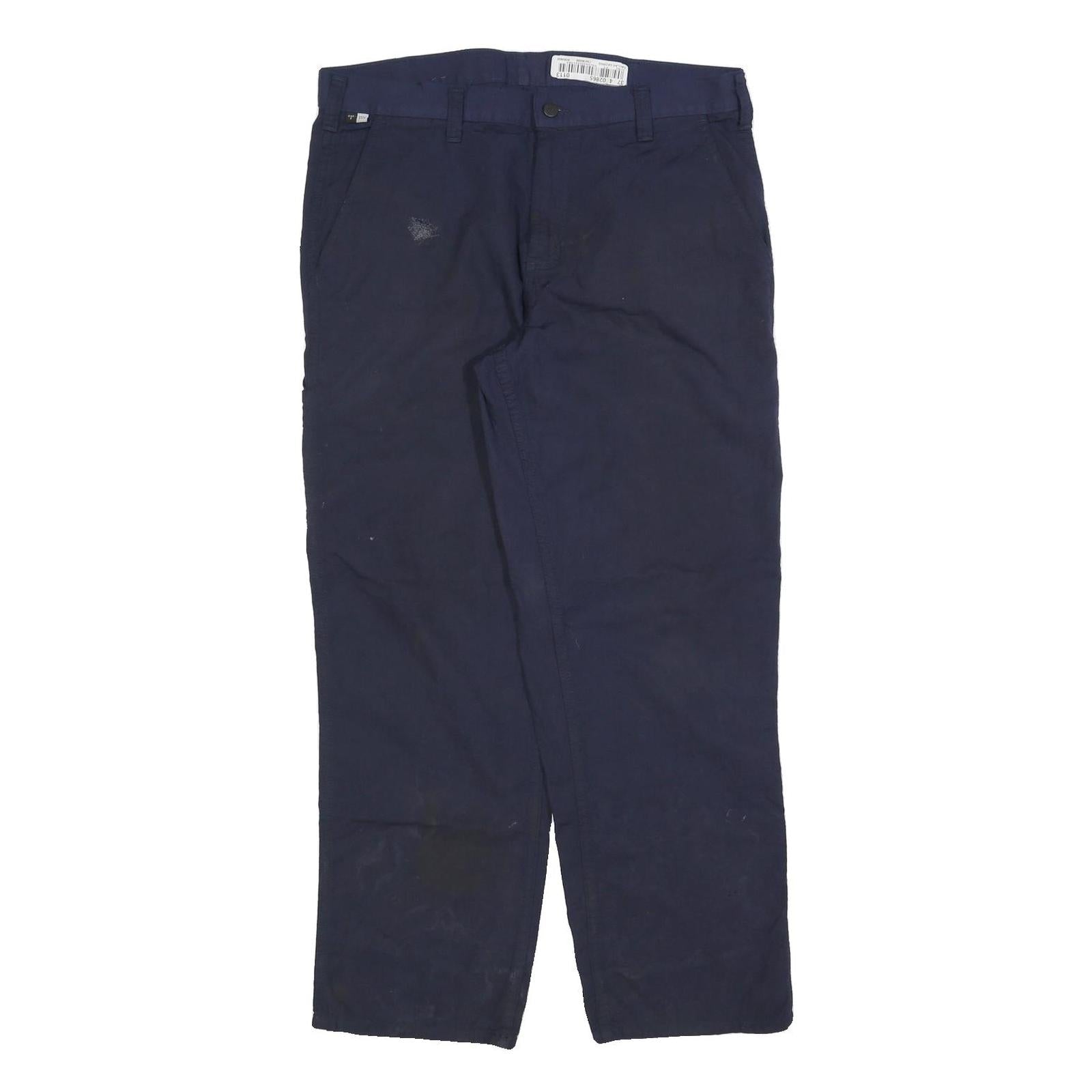 CARHARTT Mens Cotton Blend Navy Relaxed Straight Trousers W34 L32 Workwear Zip Refurbished - N/A refurbished available on Cerqular