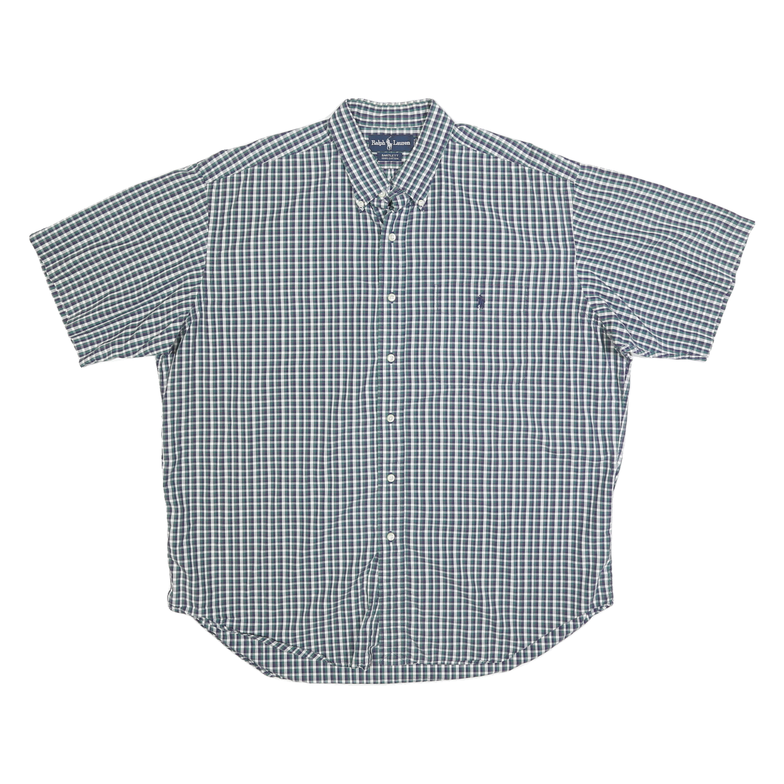 RALPH LAUREN Mens Blue & Green Checked Shirt L Classic Button-Down Collar Short Refurbished - N/A refurbished available on Cerqular
