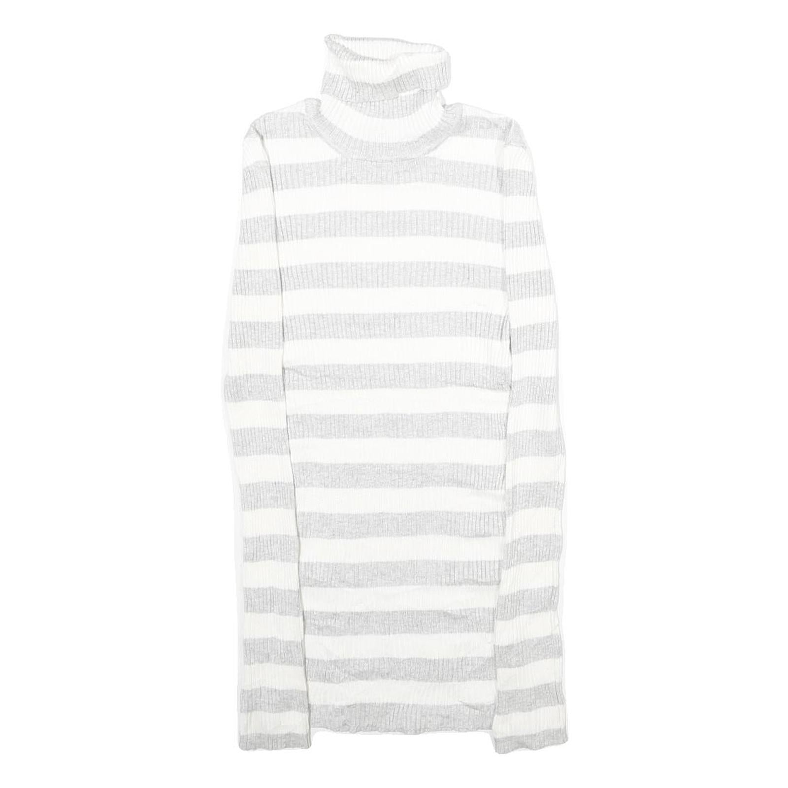 IT'S OUR TIME Womens White & Grey Patterned Jumper Roll Neck Basic Knit S Refurbished - N/A refurbished available on Cerqular
