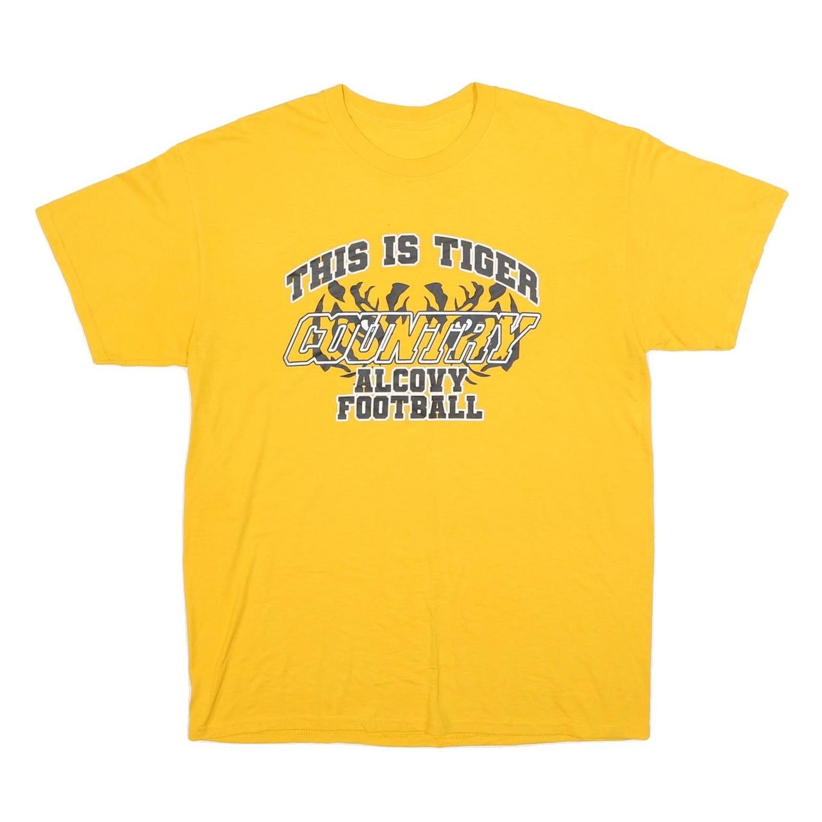 Mens Yellow Graphic T-Shirt L Short Sleeve Crew Neck Tiger Football Country Refurbished - N/A refurbished available on Cerqular