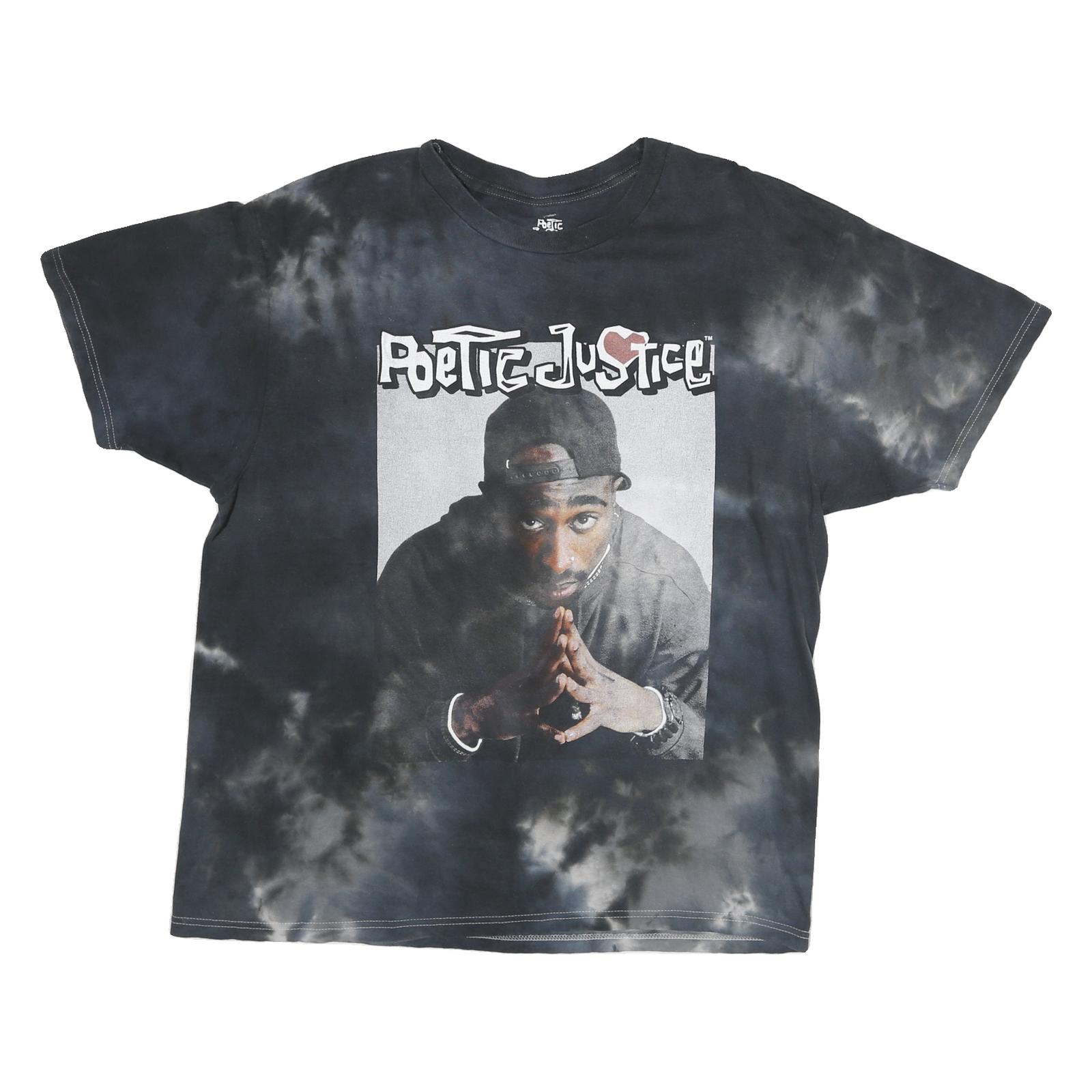 POETIC JUSTICE Mens Black Graphic T-Shirt XL Short Sleeve Crew Neck Cotton Blend Refurbished - N/A refurbished available on Cerqular