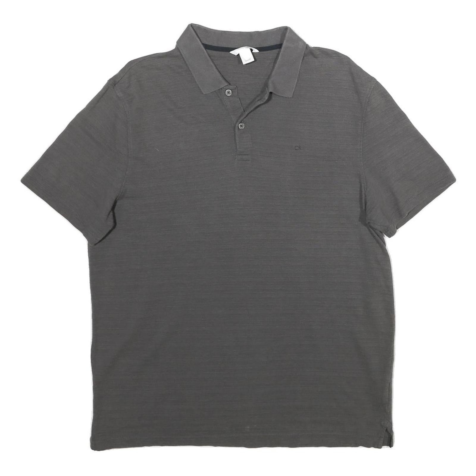 CALVIN KLEIN Mens Grey Short Sleeve Logo Polo Shirt L Cotton Casual Basic Refurbished - N/A refurbished available on Cerqular