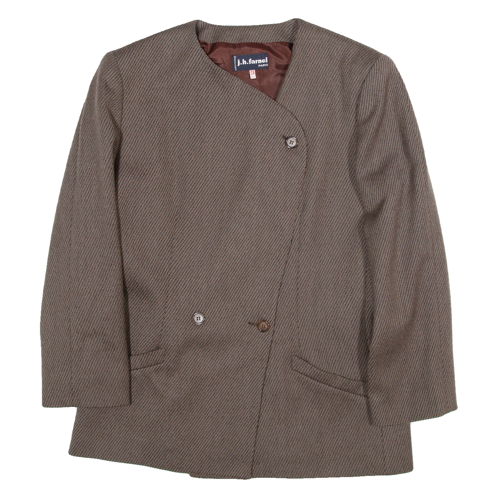 J.H.FARNELL Womens Blazer Coat Brown Wool Striped M Refurbished - N/A refurbished available on Cerqular