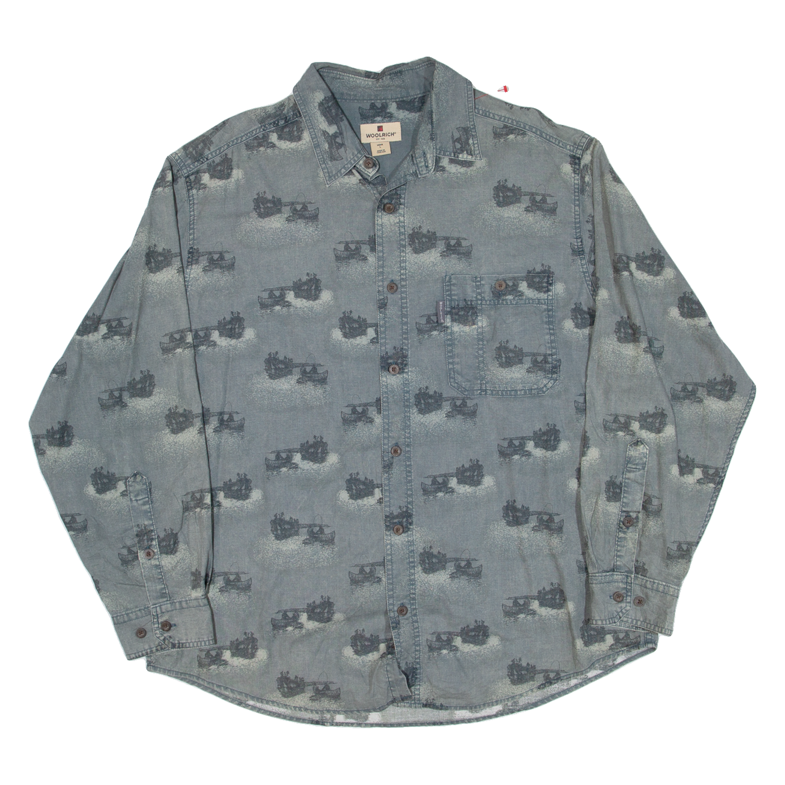 WOOLRICH Boats Mens Shirt Blue Long Sleeve L Refurbished - N/A refurbished available on Cerqular