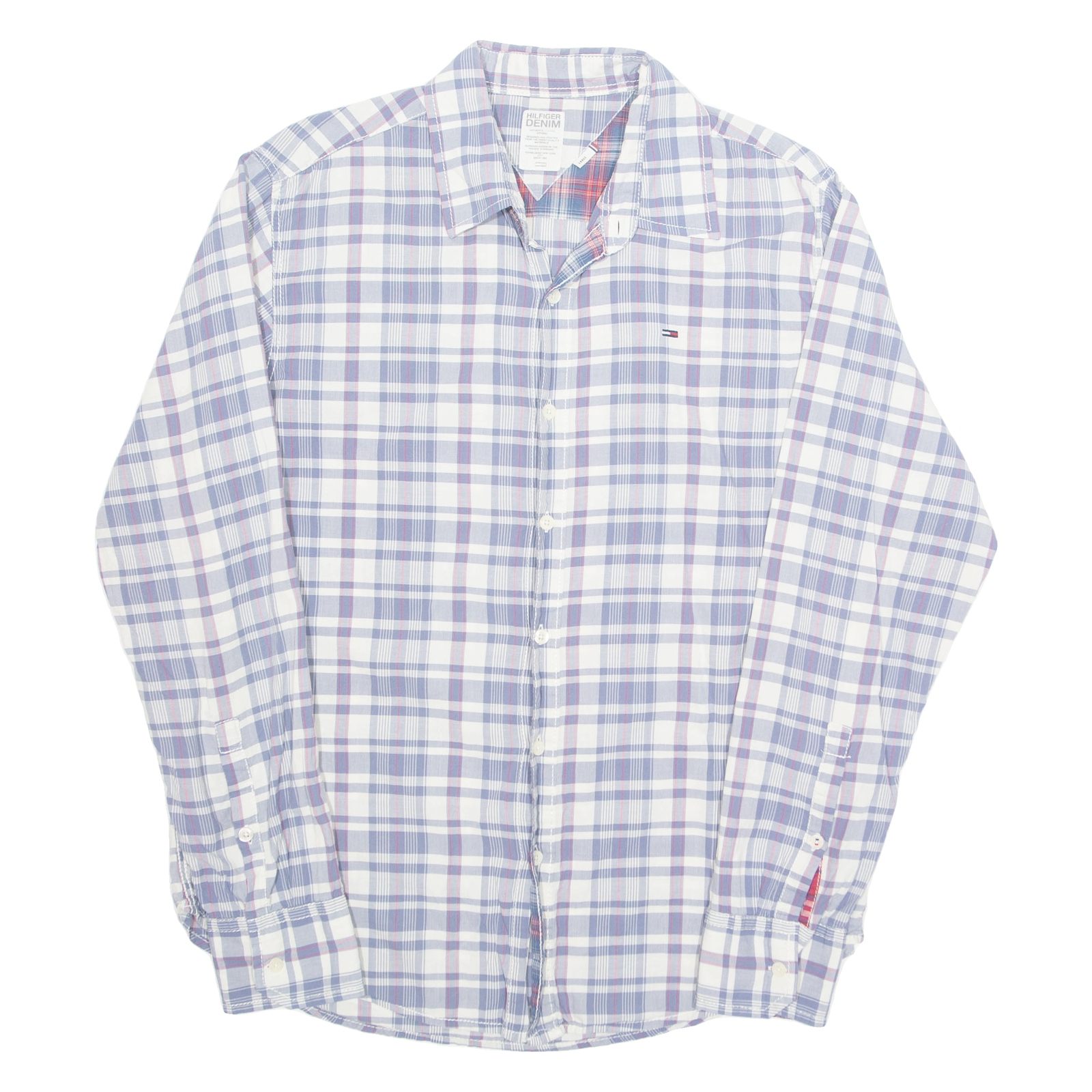 TOMMY HILFIGER Mens Shirt Blue Check Long Sleeve L Refurbished - N/A refurbished available on Cerqular