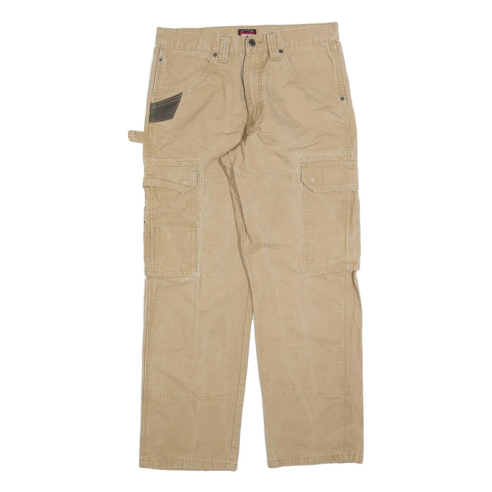 WRANGLER Mens Cotton Blend Beige Regular Straight Trousers W32 L30 Workwear Refurbished - N/A refurbished available on Cerqular