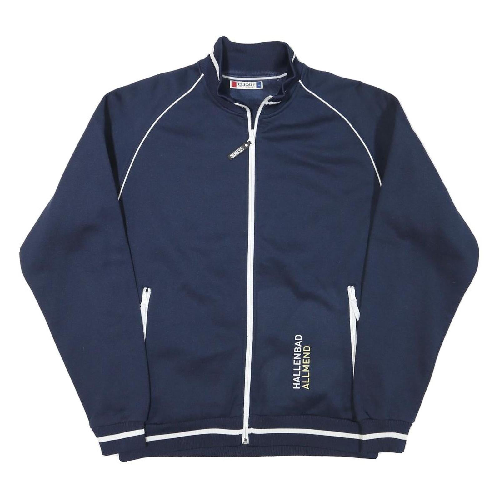 CLIQUE Mens Navy Blue Zip Jacket L Polyester Blend Track Sports Casual Refurbished - N/A refurbished available on Cerqular