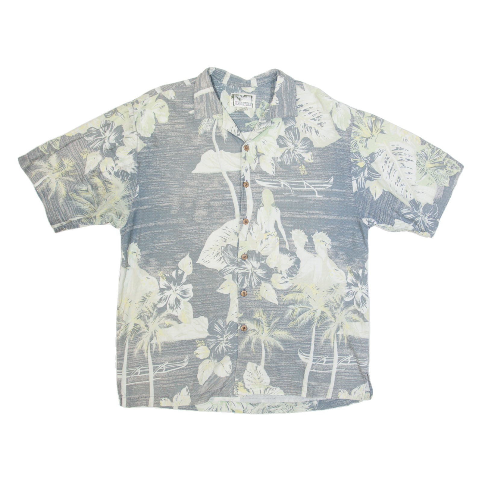 ISLAND REPUBLIC Mens Hawaiian Shirt Grey L Refurbished - N/A refurbished available on Cerqular