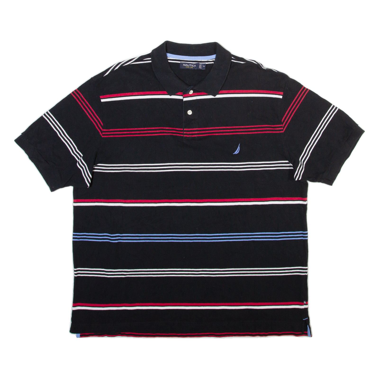 NAUTICA Mens Polo Shirt Black Striped XL Refurbished - N/A refurbished available on Cerqular