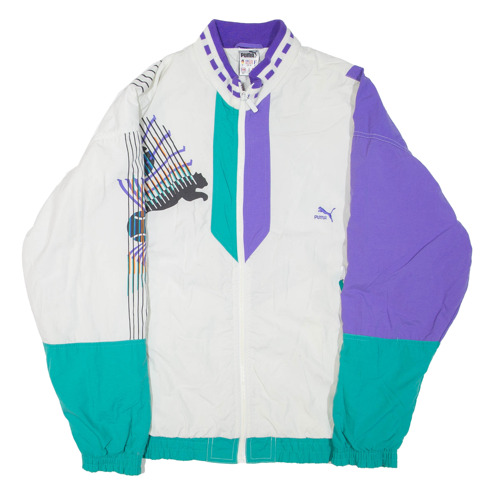 PUMA Mens Track Jacket White Colourblock L Refurbished - N/A refurbished available on Cerqular
