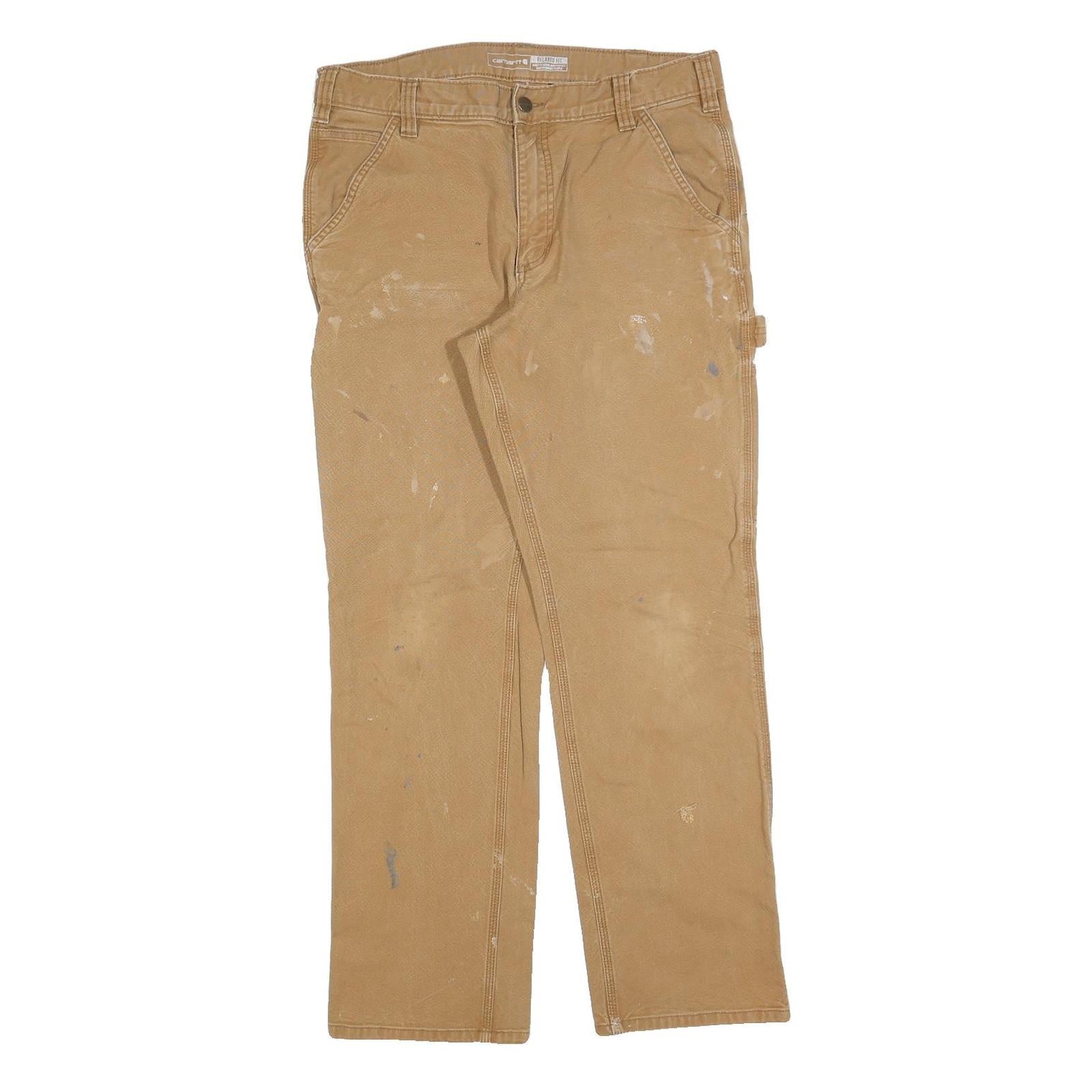 CARHARTT Mens Cotton Blend Beige Relaxed Straight Trousers W34 L32 Workwear Refurbished - N/A refurbished available on Cerqular