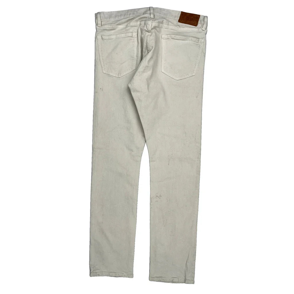 Polo By Ralph Lauren Jeans - 34W 32L White Cotton Refurbished - Thrifted (note: this is a term often used to describe second- refurbished available on Cerqular