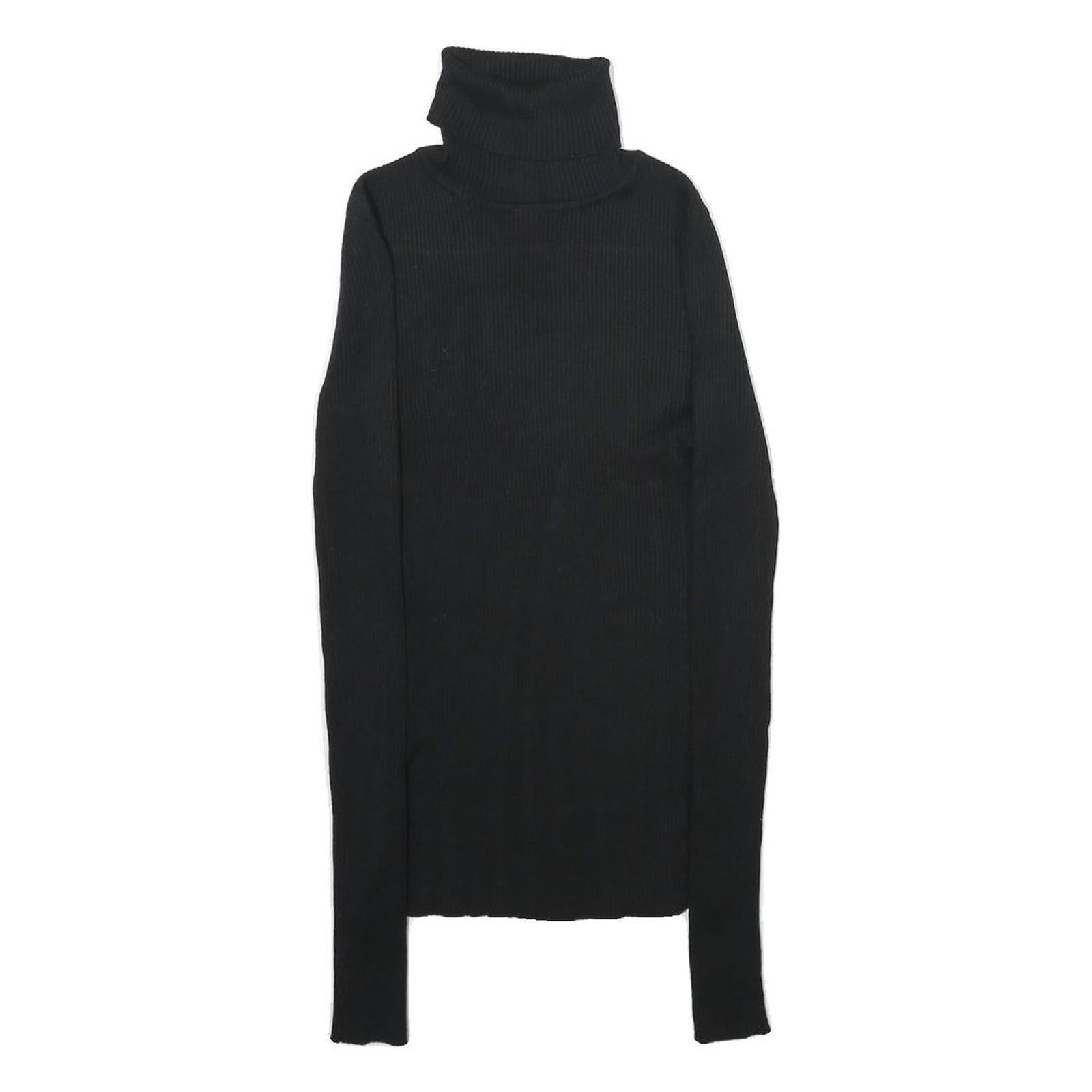 PLANET GOLD Womens Black Plain Roll Neck Basic Knit Jumper S Slim Polyester Refurbished - N/A refurbished available on Cerqular