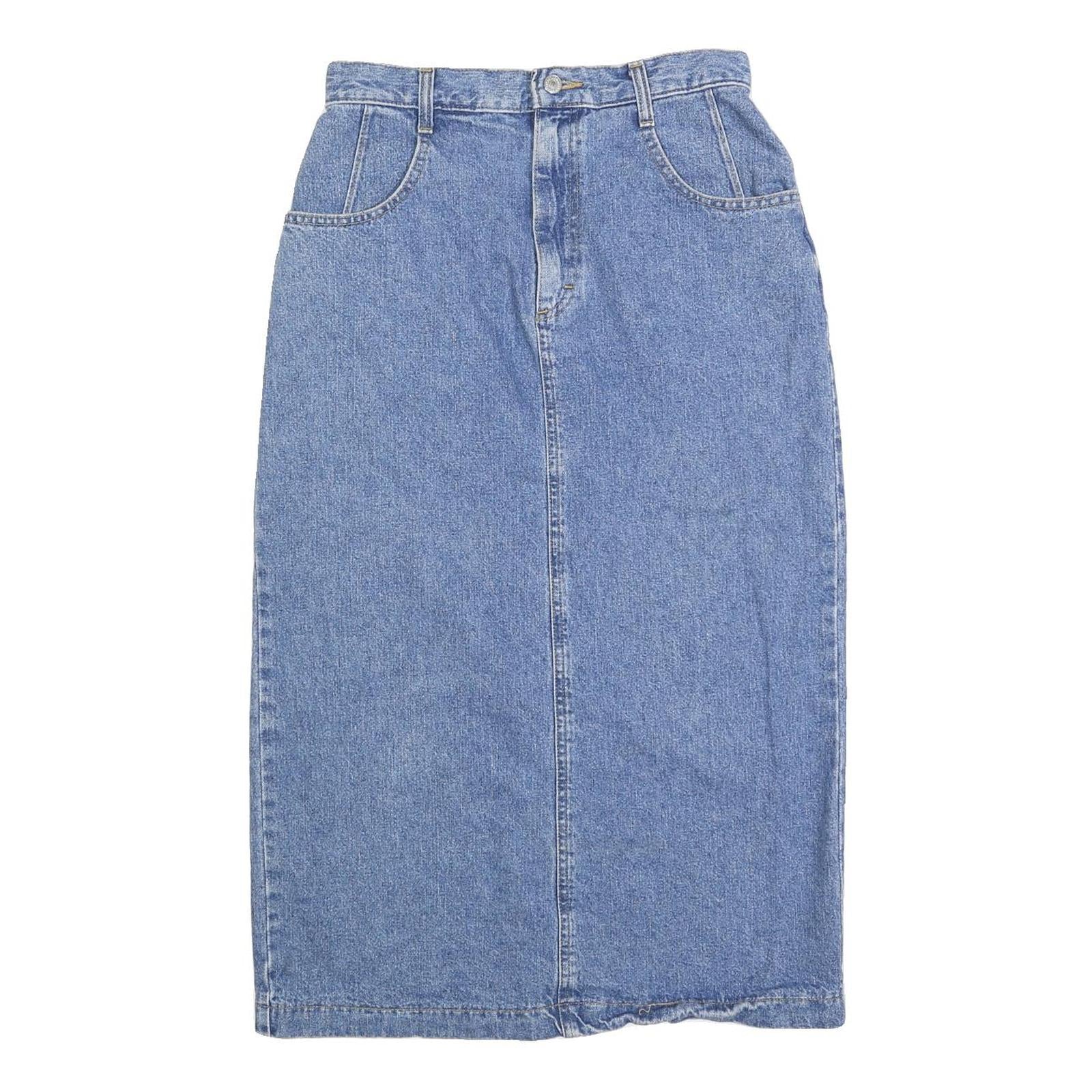 LEE Womens Blue Denim Straight Knee Length Denim Skirt M Classic Style Refurbished - N/A refurbished available on Cerqular