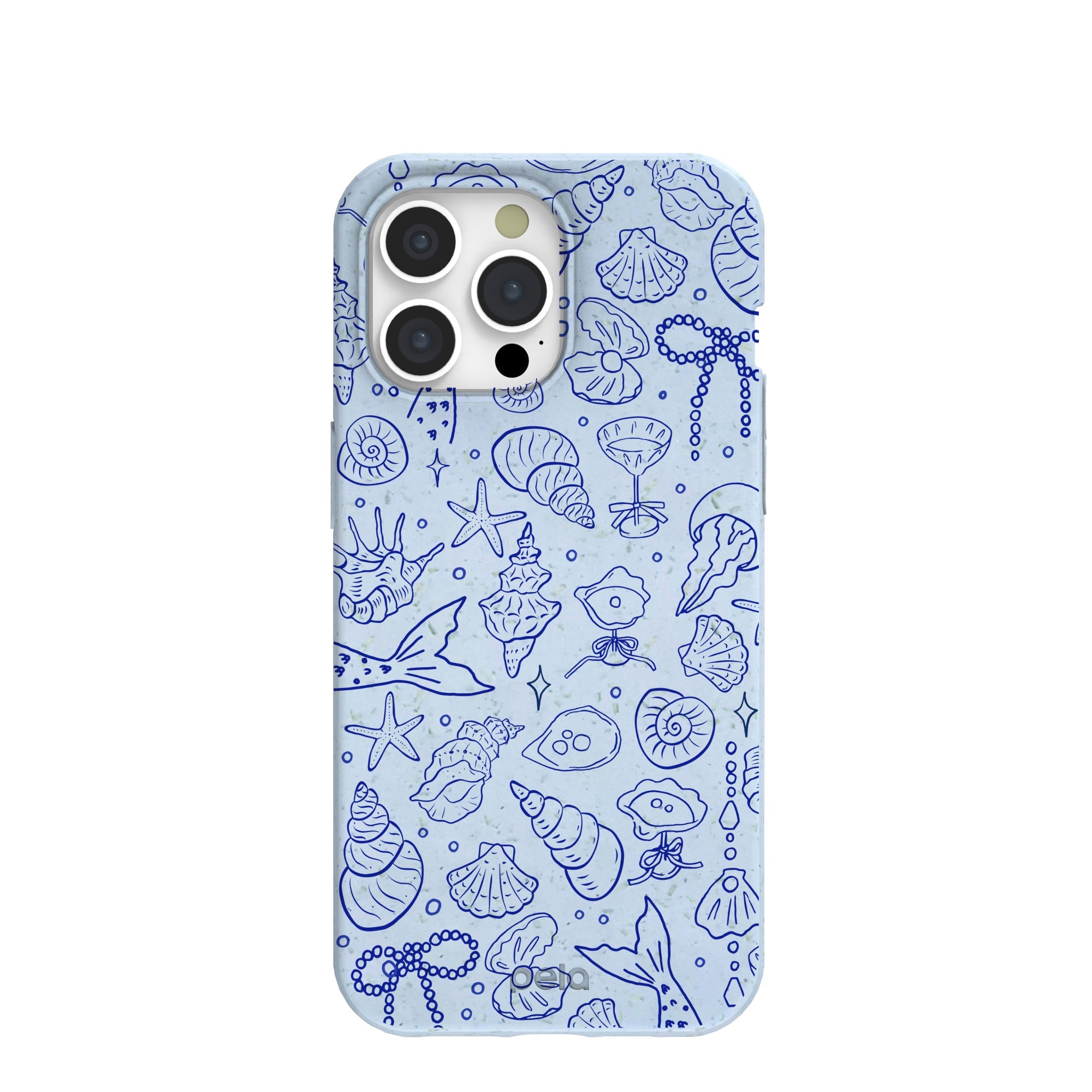 Powder Blue Ocean Charms iPhone 15 Pro Max Case Refurbished - Pela Case refurbished available on Cerqular