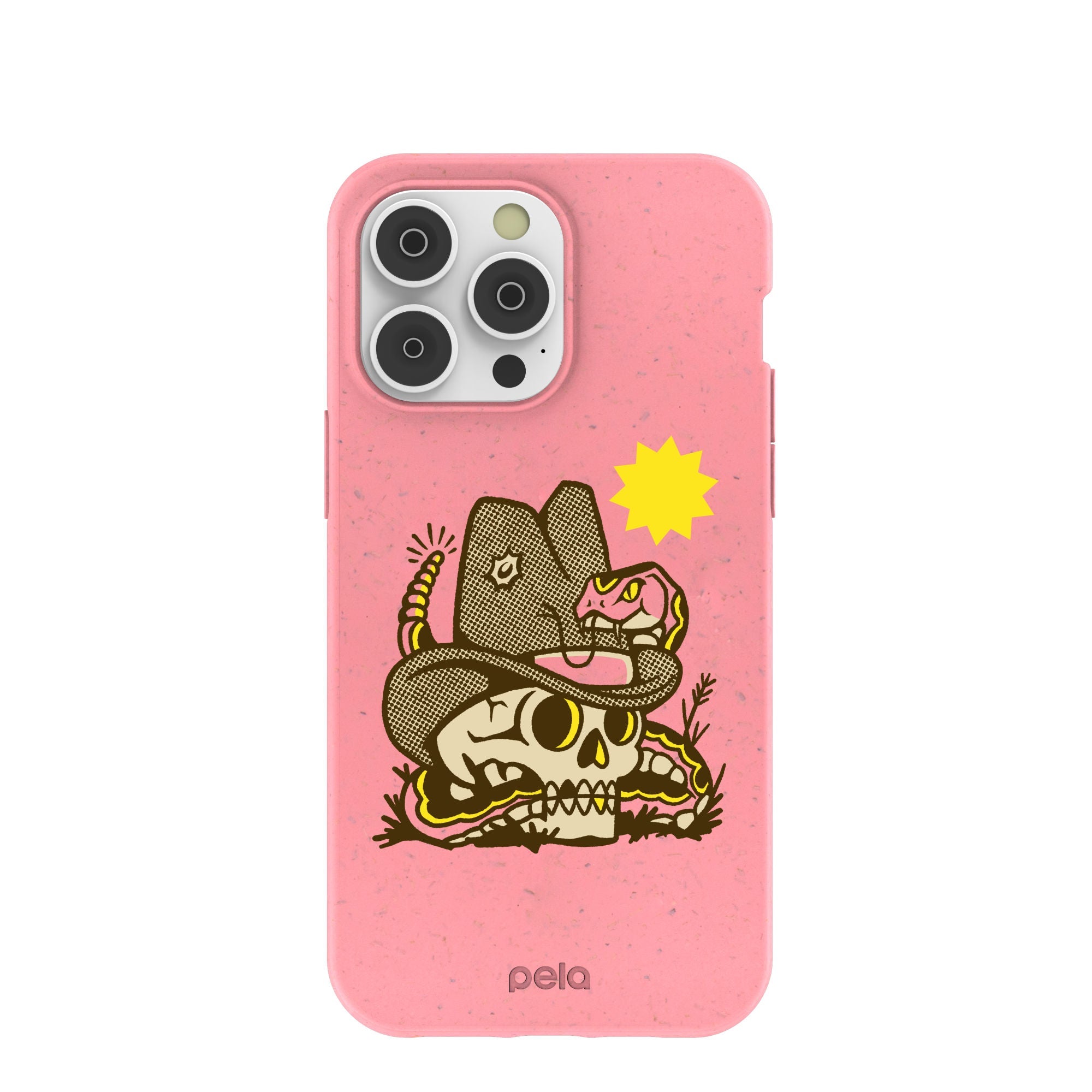 Bubblegum Pink Snakebite iPhone 14 Pro Max Case Refurbished - Pela Case refurbished available on Cerqular
