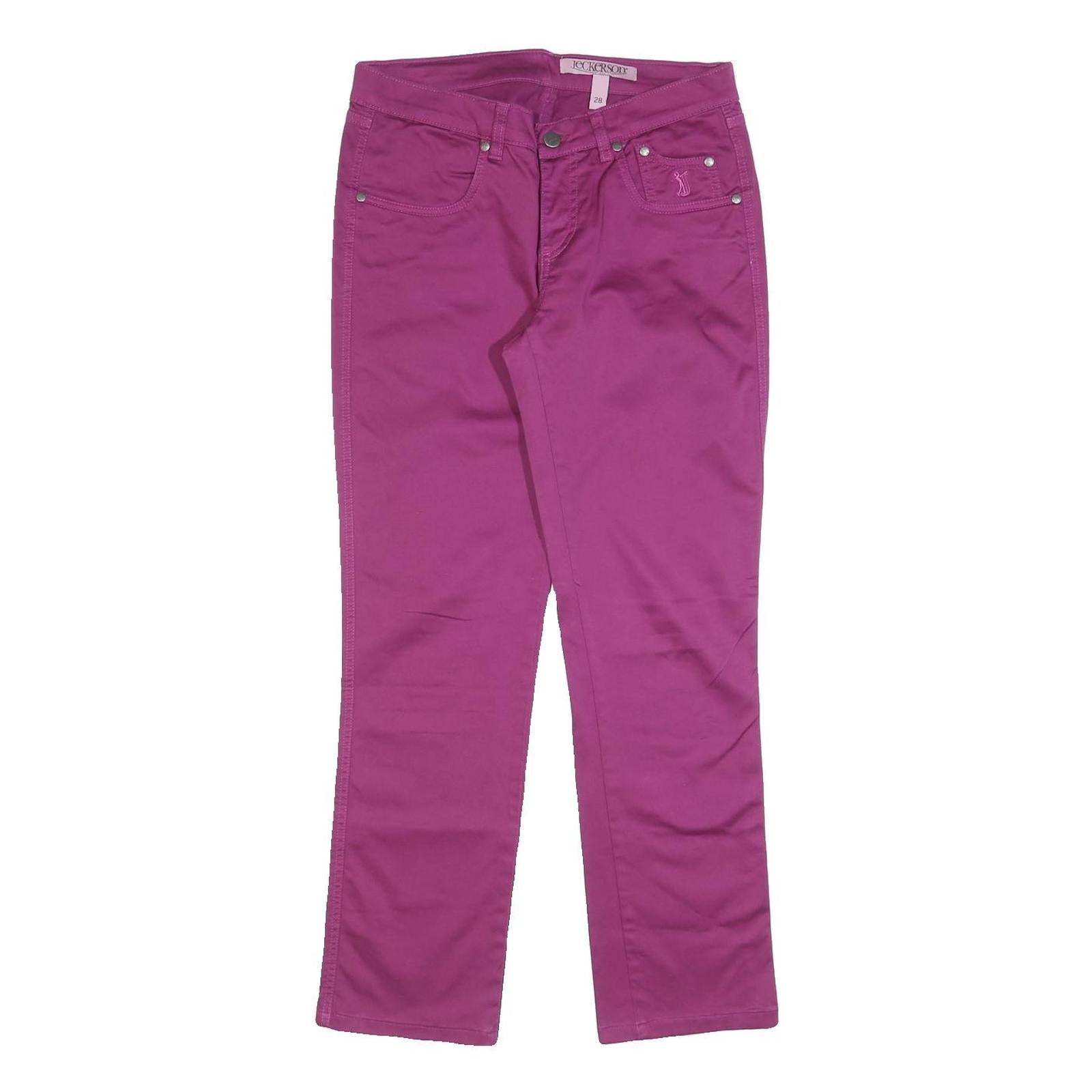 JECKERSON Womens Cotton Blend Purple Slim Straight Trousers W28 L28 Stylish Refurbished - N/A refurbished available on Cerqular