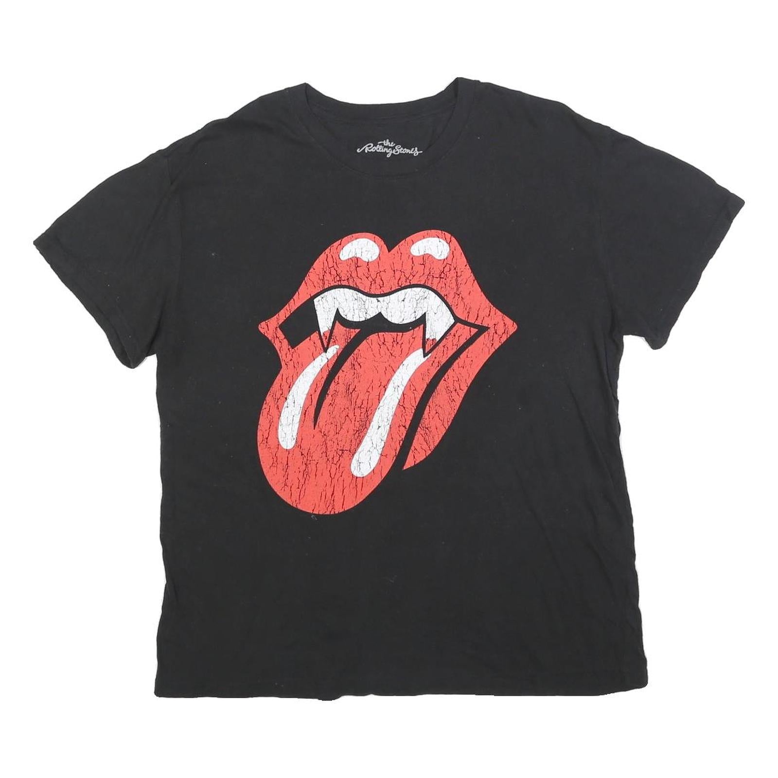 THE ROLLING STONES Womens Black Graphic T-Shirt XL Short Sleeve Crew Neck Band Refurbished - N/A refurbished available on Cerqular