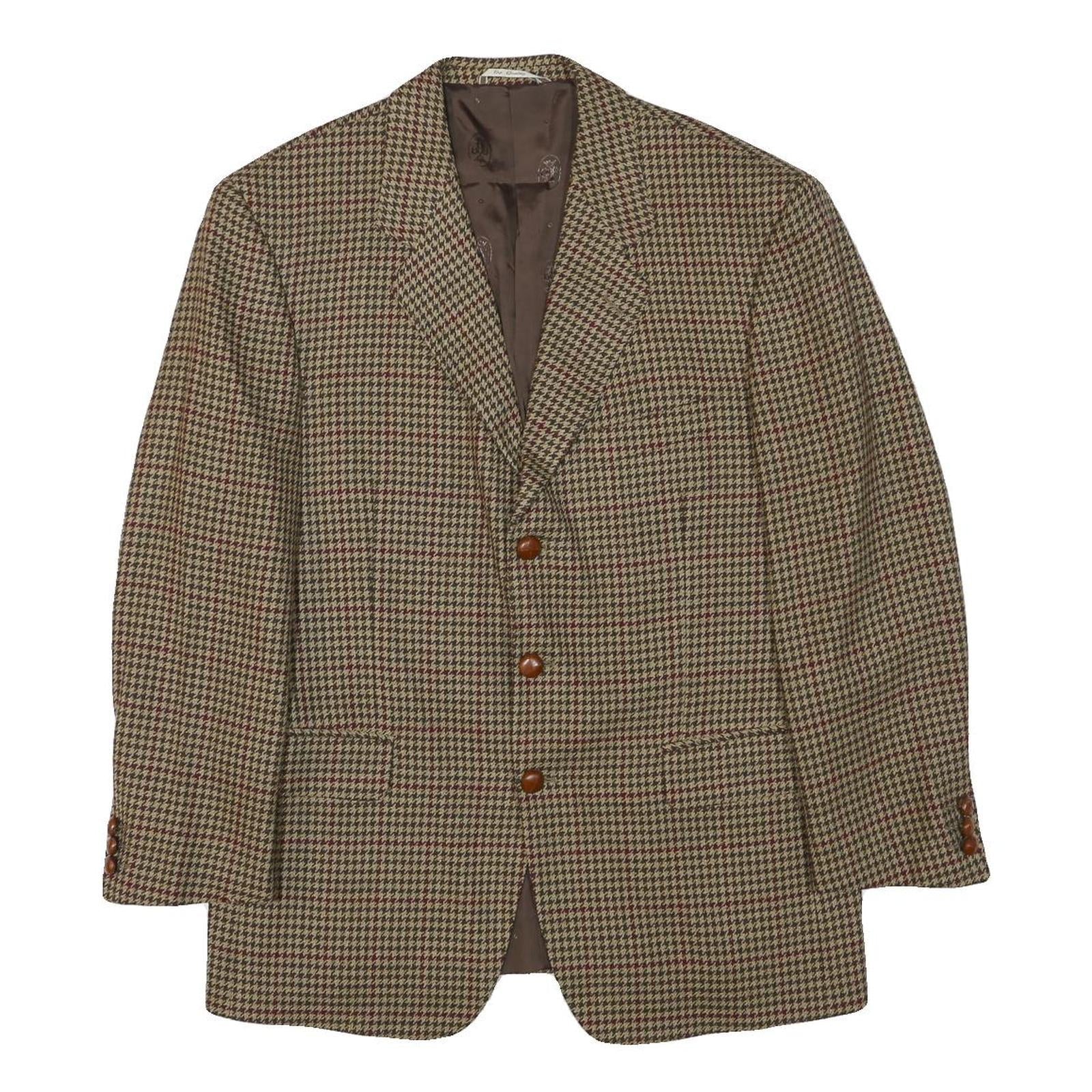 FREY Mens Brown & Beige Checked Wool Blend Blazer Jacket M Woven Classic Refurbished - N/A refurbished available on Cerqular