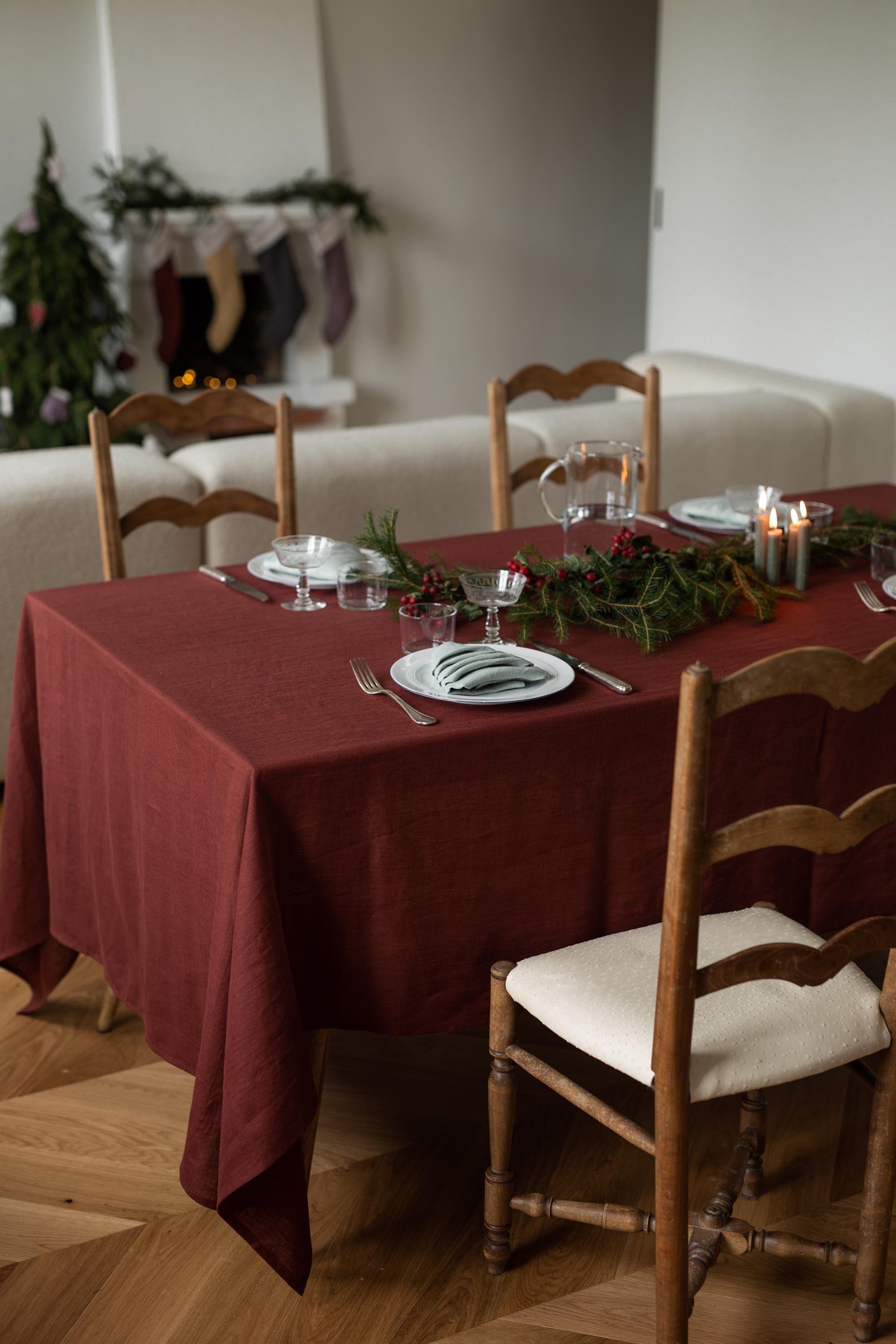 Linen tablecloth in Terracotta | Size: 59x39"" / 150x100 cm Refurbished - Amour Linen refurbished available on Cerqular