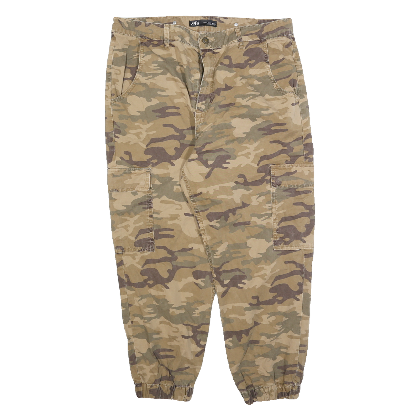 ZARA Womens Cotton Blend Camouflage Slim Tapered Trousers W34 L25 Casual Refurbished - N/A refurbished available on Cerqular