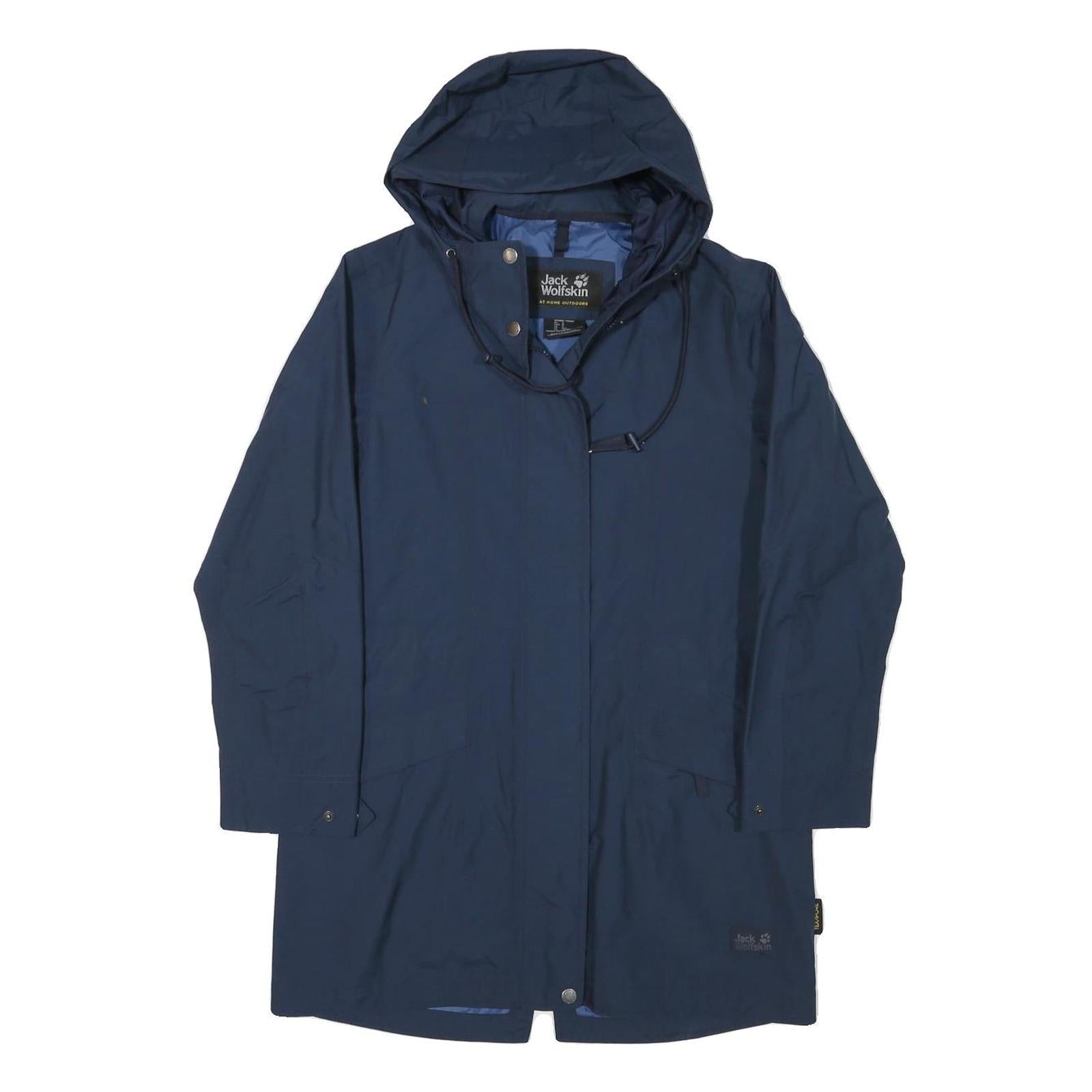JACK WOLFSKIN Womens Blue Outdoor Jacket S Polyester Blend Zip Hooded Plain Refurbished - N/A refurbished available on Cerqular