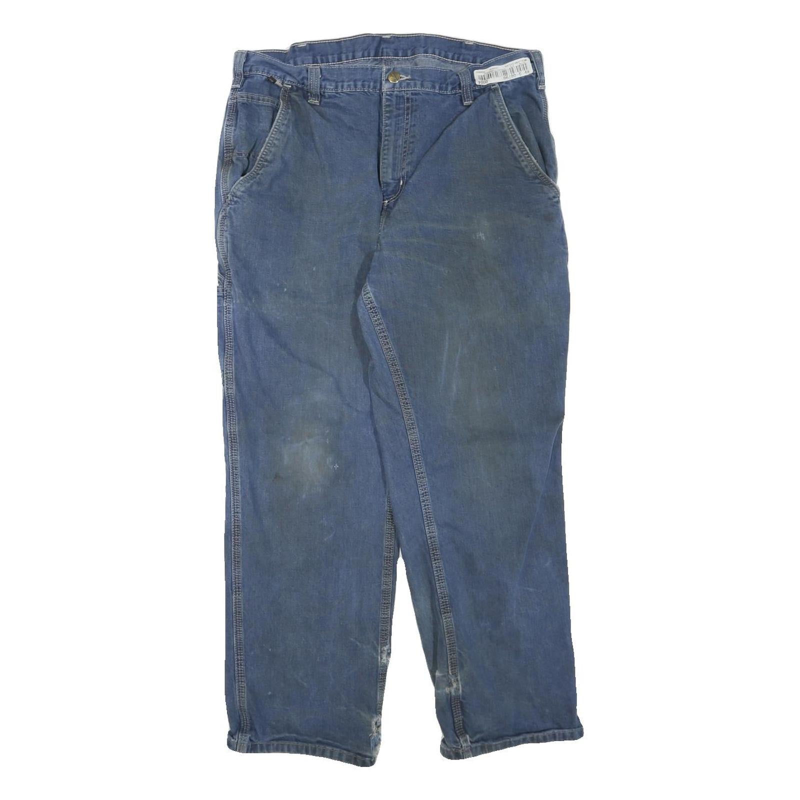 CARHARTT Mens Regular Fit Blue Denim Jeans W36 L30 Workwear Casual Durable Zip Refurbished - N/A refurbished available on Cerqular