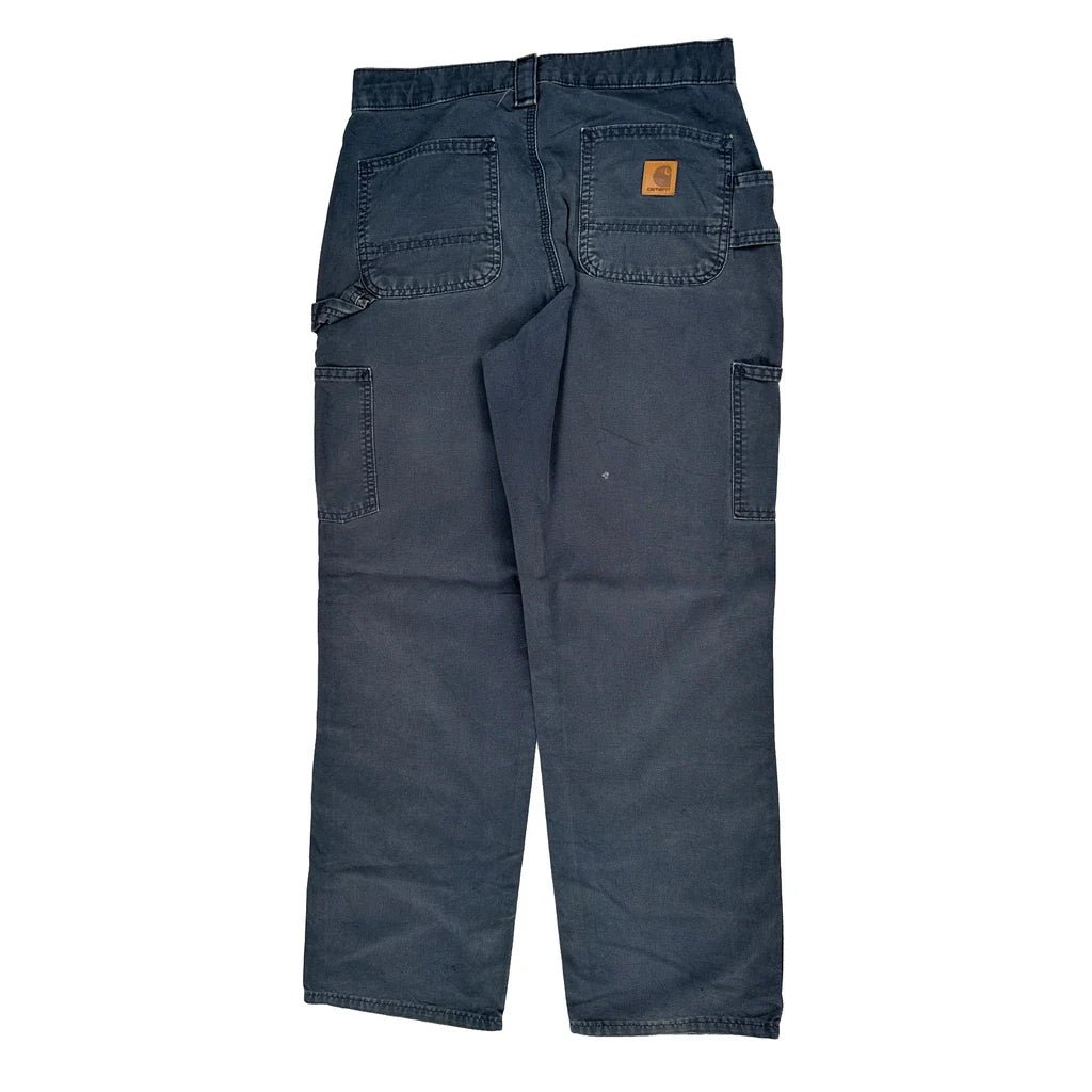 Carhartt Double Knee Carpenter Trousers - 30W 30L Blue Cotton Refurbished - Thrifted (note: this is a term often used to describe second- refurbished available on Cerqular