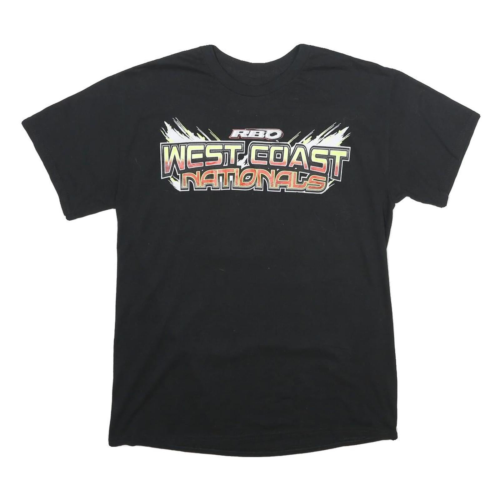 Mens Black Cotton Blend Graphic T-Shirt S Short Sleeve Crew Neck West Coast Refurbished - N/A refurbished available on Cerqular