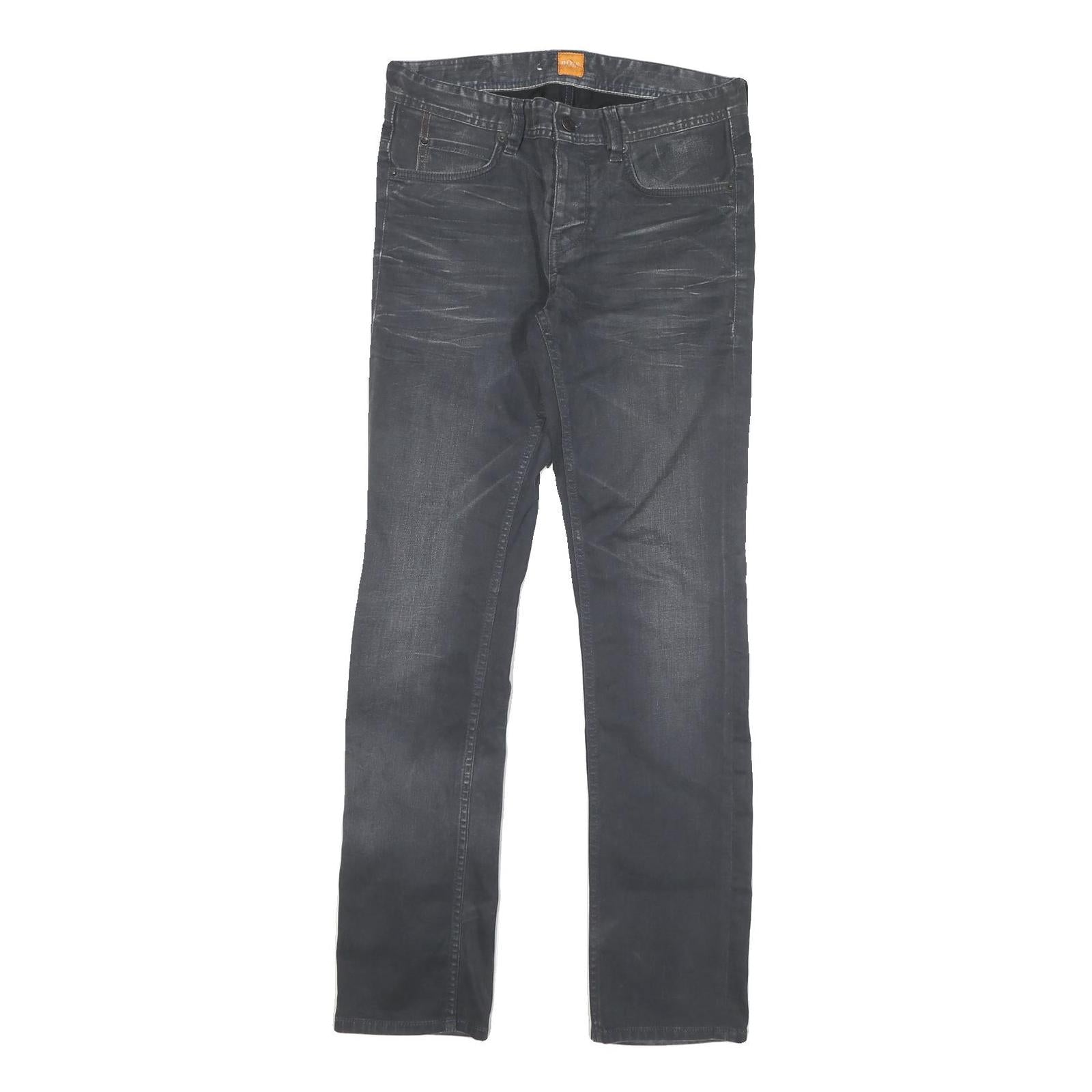 BOSS Mens Jeans Black Regular Straight Denim Medium W30 L32 Stylish Zip Closure Refurbished - N/A refurbished available on Cerqular