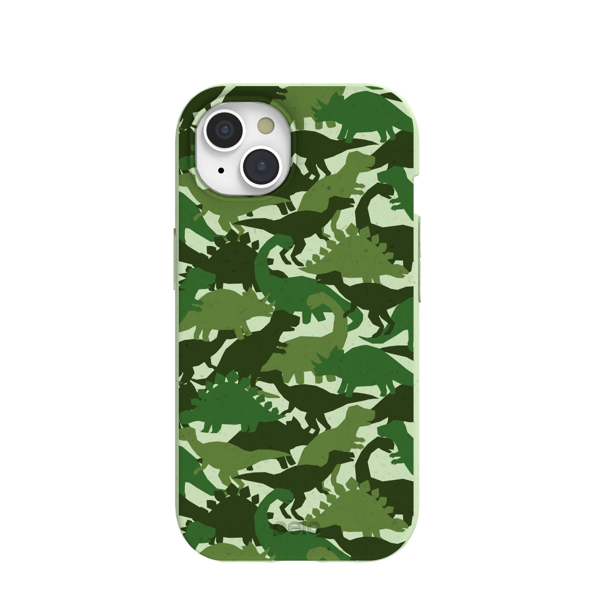 Sage Green Dino Camo iPhone 15 Case Refurbished - Pela Case refurbished available on Cerqular