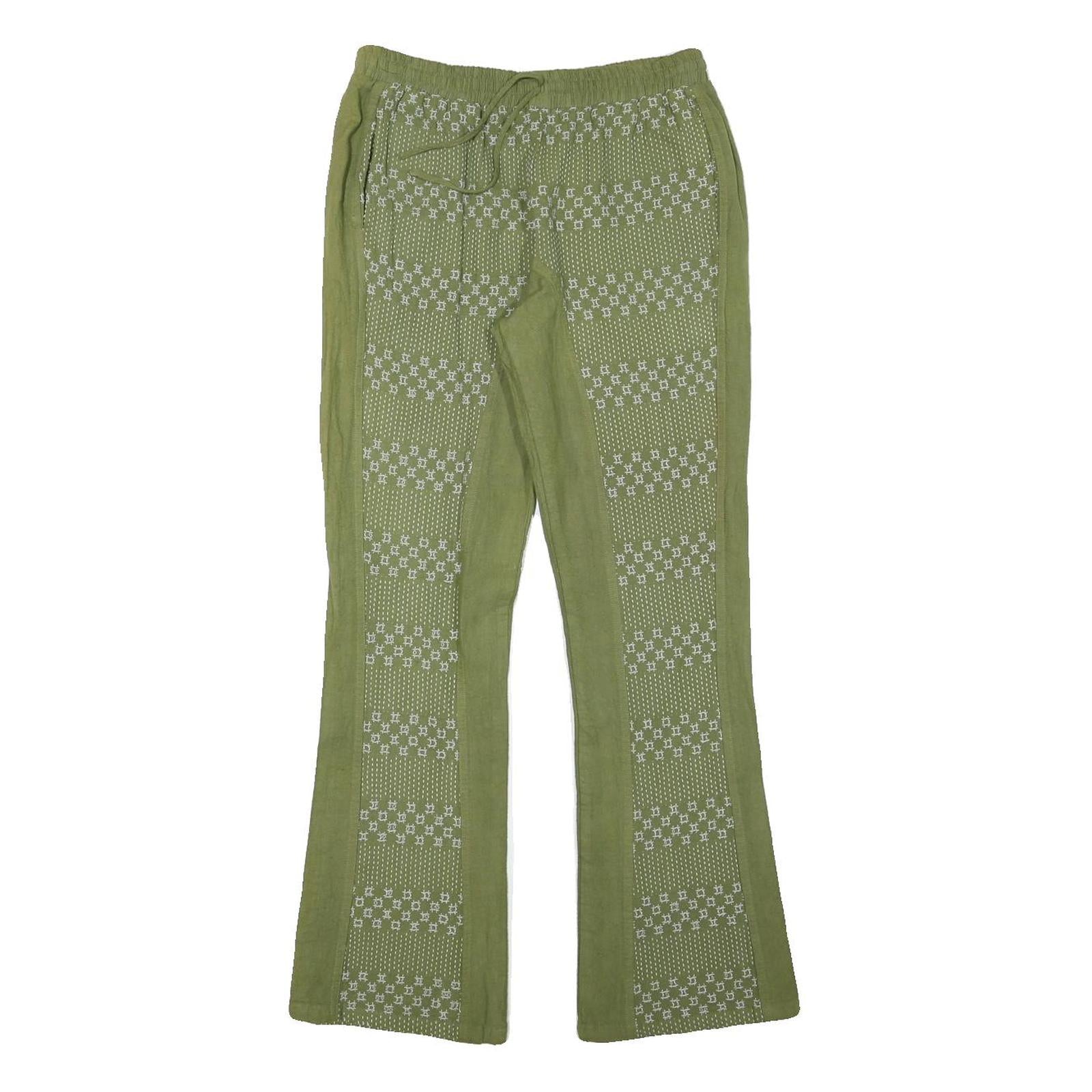 Womens Cotton Blend Green Patterned Regular Fit Straight Trousers W27 L28 Refurbished - N/A refurbished available on Cerqular