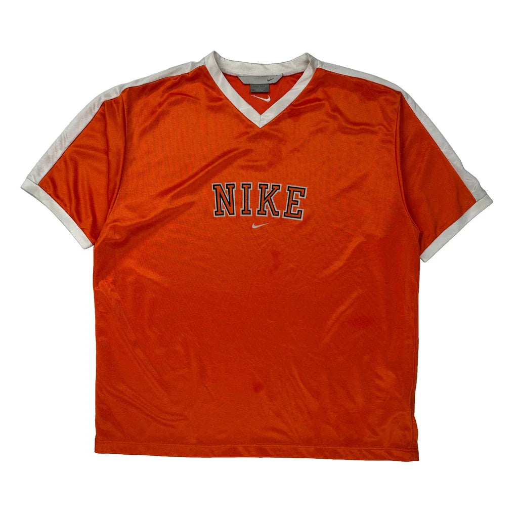 Nike Spellout Jersey - Large White Polyester Refurbished - Thrifted (note: this is a term often used to describe second- refurbished available on Cerqular