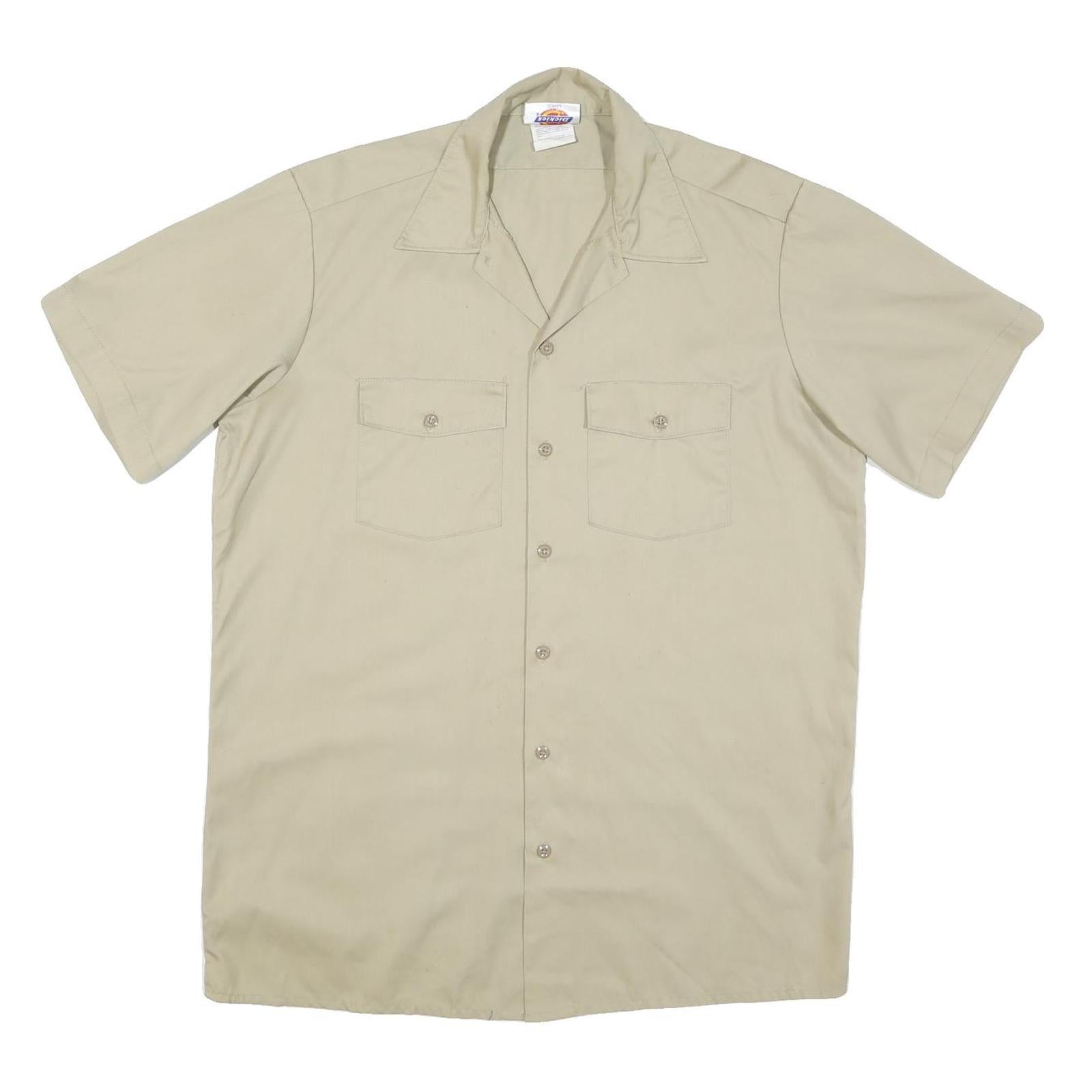 DICKIES Mens Beige Cotton Blend Short Sleeve Work Shirt L Durable Utility Refurbished - N/A refurbished available on Cerqular