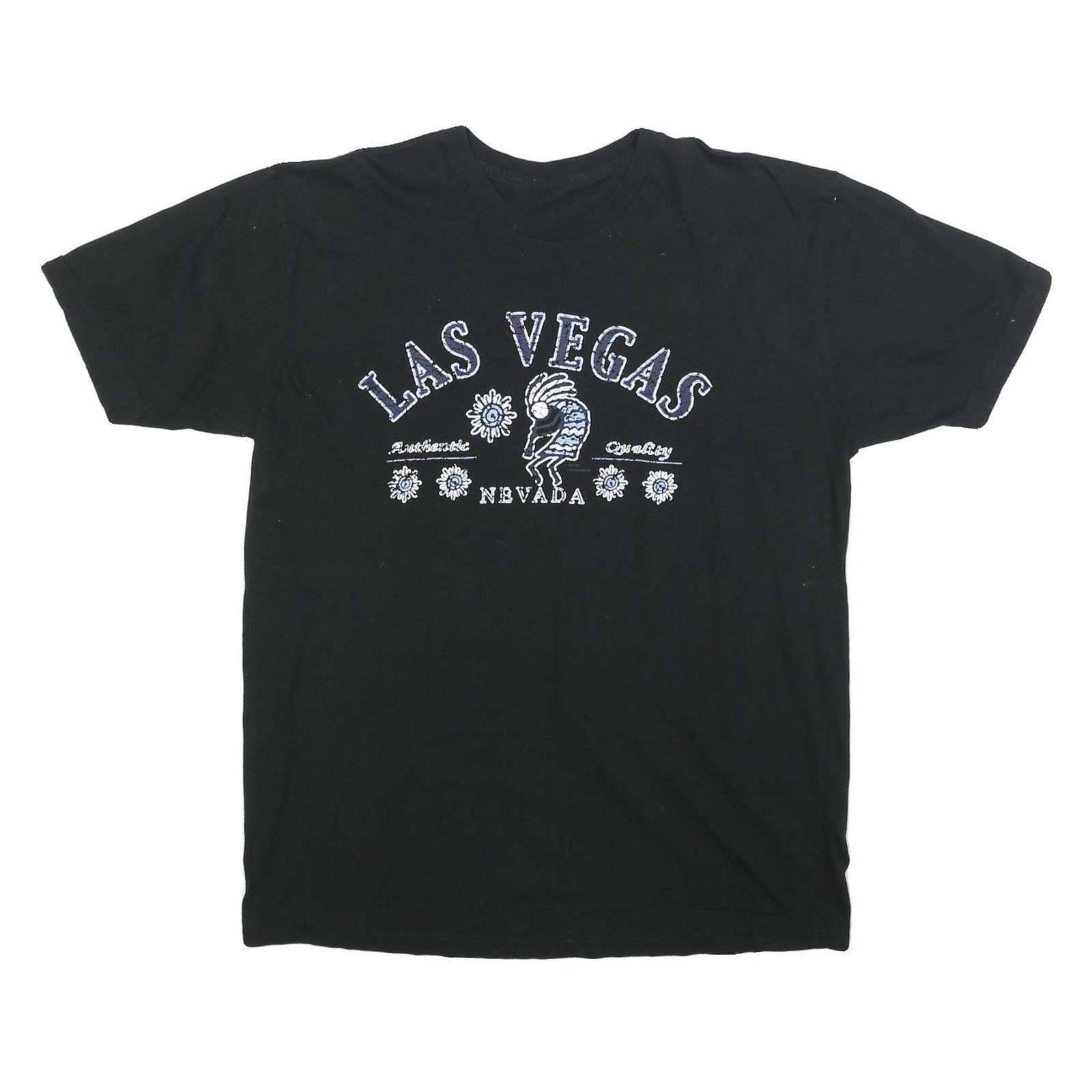 Womens Black Las Vegas Graphic Logo Cotton Blend T-Shirt L Short Sleeve Crew Refurbished - N/A refurbished available on Cerqular