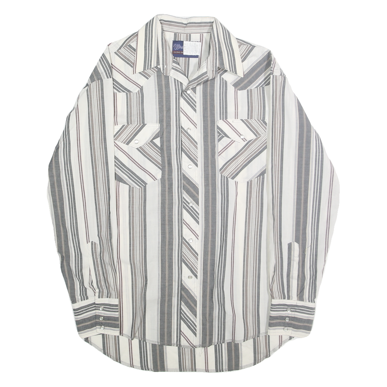 WRANGLER Mens White & Grey Striped Western Shirt M Cotton Blend Long Sleeve Refurbished - N/A refurbished available on Cerqular