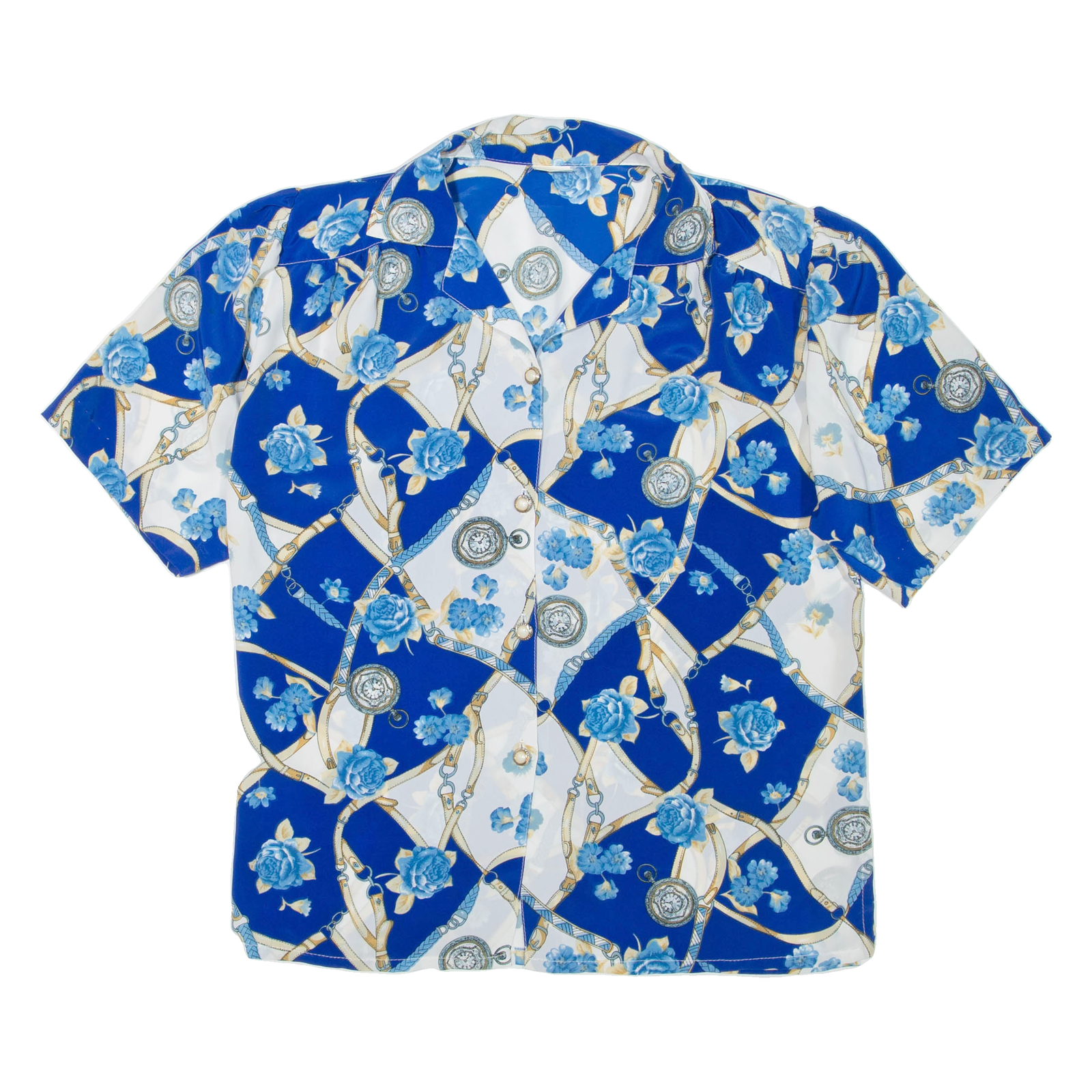 Buy Womens Printed Shirt Blue V-Neck Floral L Refurbished - $16.89 Womens Printed Shirt Blue V-Neck Floral L Refurbished - N/A refurbished available on Cerqular