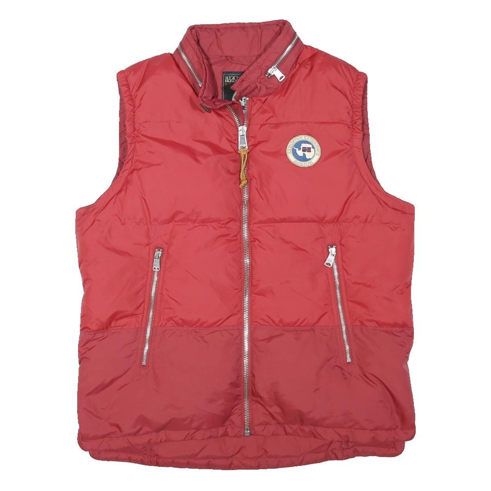 NAPAPIJRI Mens Red Polyester Blend Quilted Jacket L Zip Sleeveless Outdoor Refurbished - N/A refurbished available on Cerqular