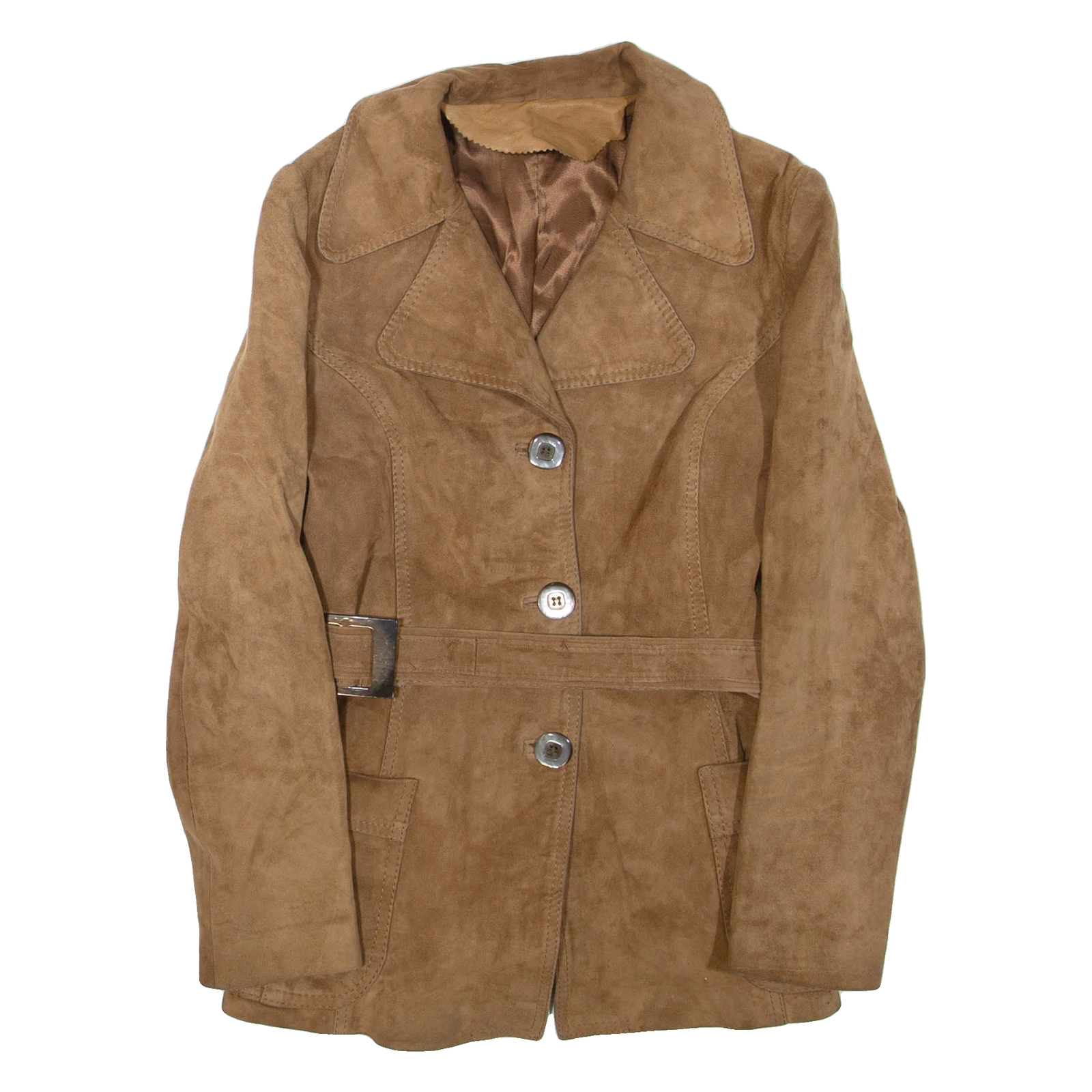 Belted Womens Jacket Brown Leather XS Refurbished - N/A refurbished available on Cerqular