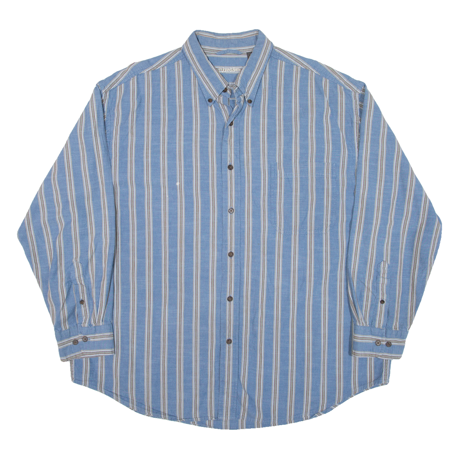 ST JOHN'S BAY Mens Denim Shirt Blue Striped Long Sleeve XL Refurbished - N/A refurbished available on Cerqular