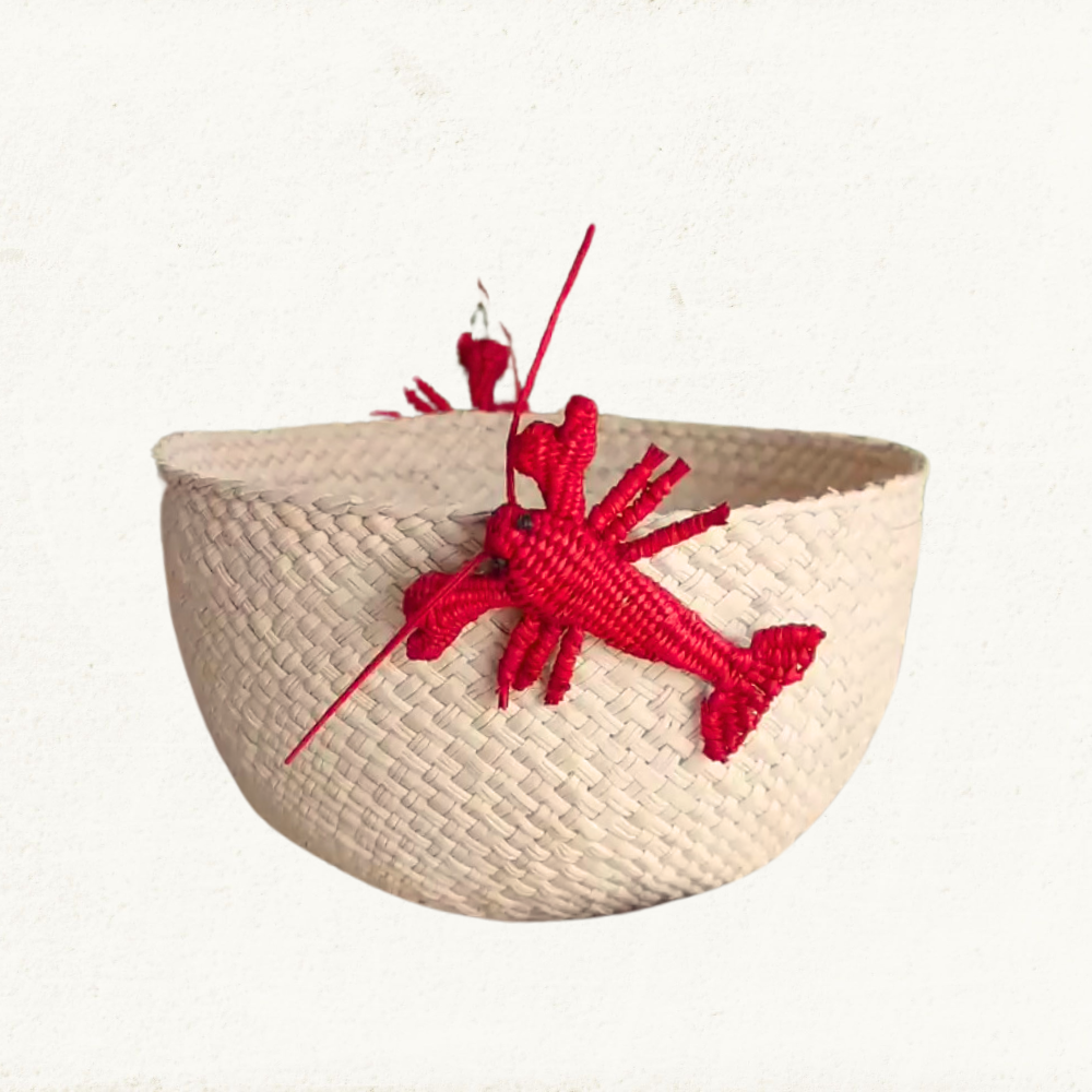 Lobster Basket - Bowl Holder for Table Decor | Color: Sunset Orange Refurbished - Apalma Handmade refurbished available on Cerqular