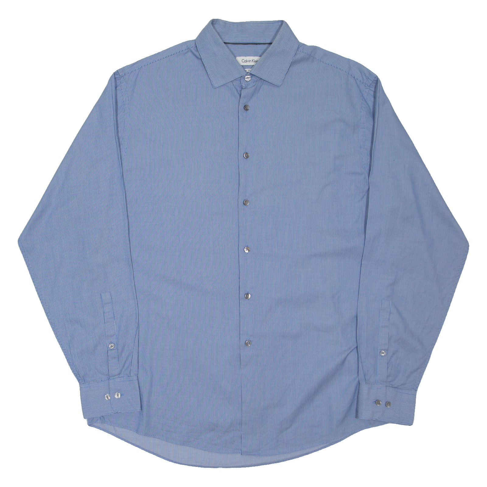 CALVIN KLEIN Regular Fit Mens Shirt Blue Pinstripe Long Sleeve L Refurbished - N/A refurbished available on Cerqular
