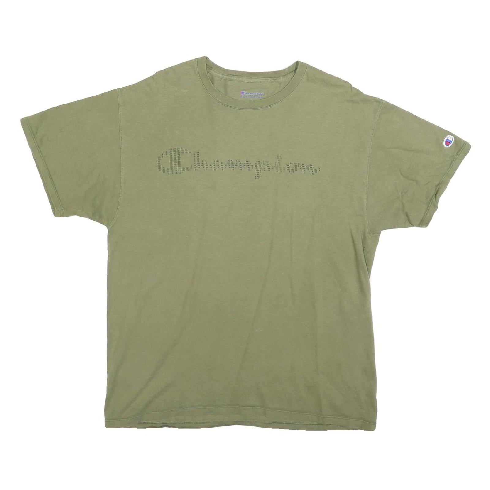 CHAMPION Mens Green Cotton Blend T-Shirt L Short Sleeve Crew Neck Logo Refurbished - N/A refurbished available on Cerqular