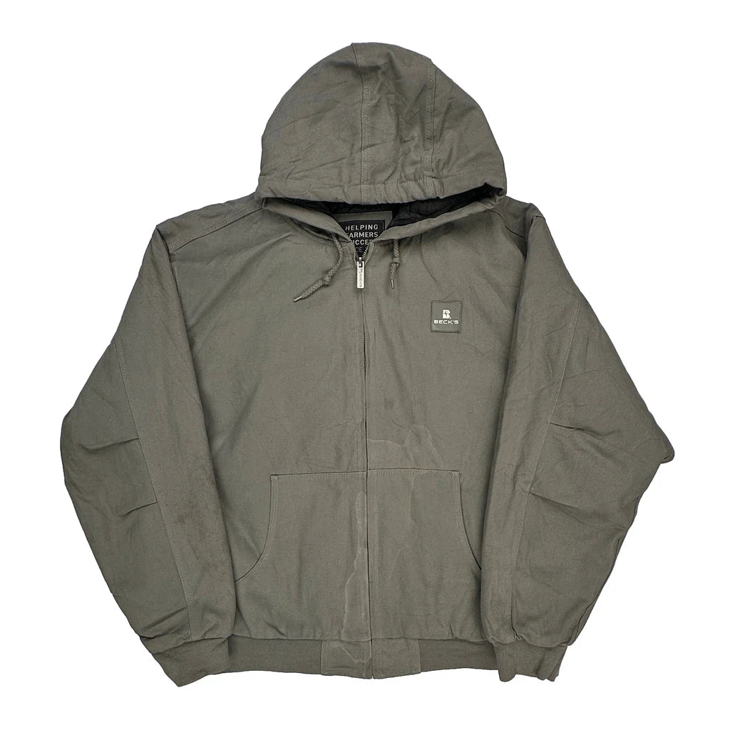 Helping Farmers Succeed Since 1937 Becks Jacket - 2XL Grey Cotton Refurbished - Thrifted (note: this is a term often used to describe second- refurbished available on Cerqular