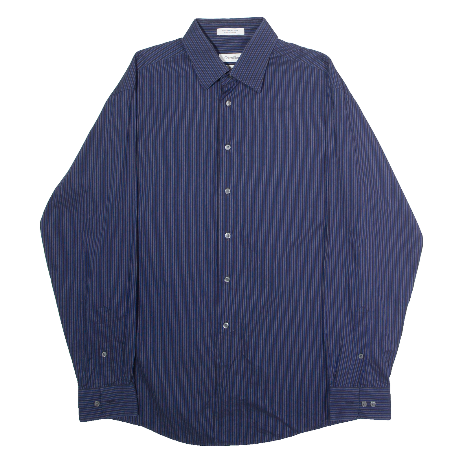 CALVIN KLEIN Slim Fit Mens Shirt Blue Striped Long Sleeve L Refurbished - N/A refurbished available on Cerqular