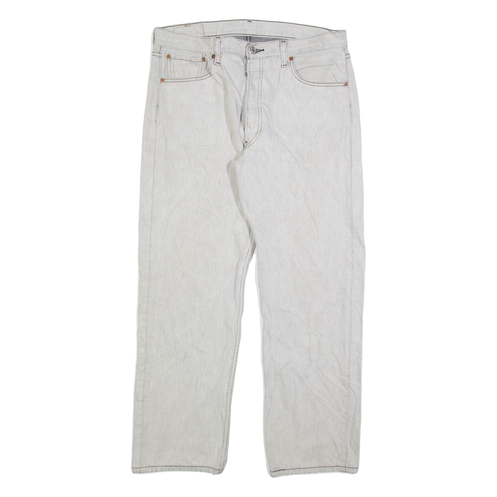 LEVI'S 501 Jeans Mens Grey Regular Straight Stone Wash W34 L29 Refurbished - N/A refurbished available on Cerqular
